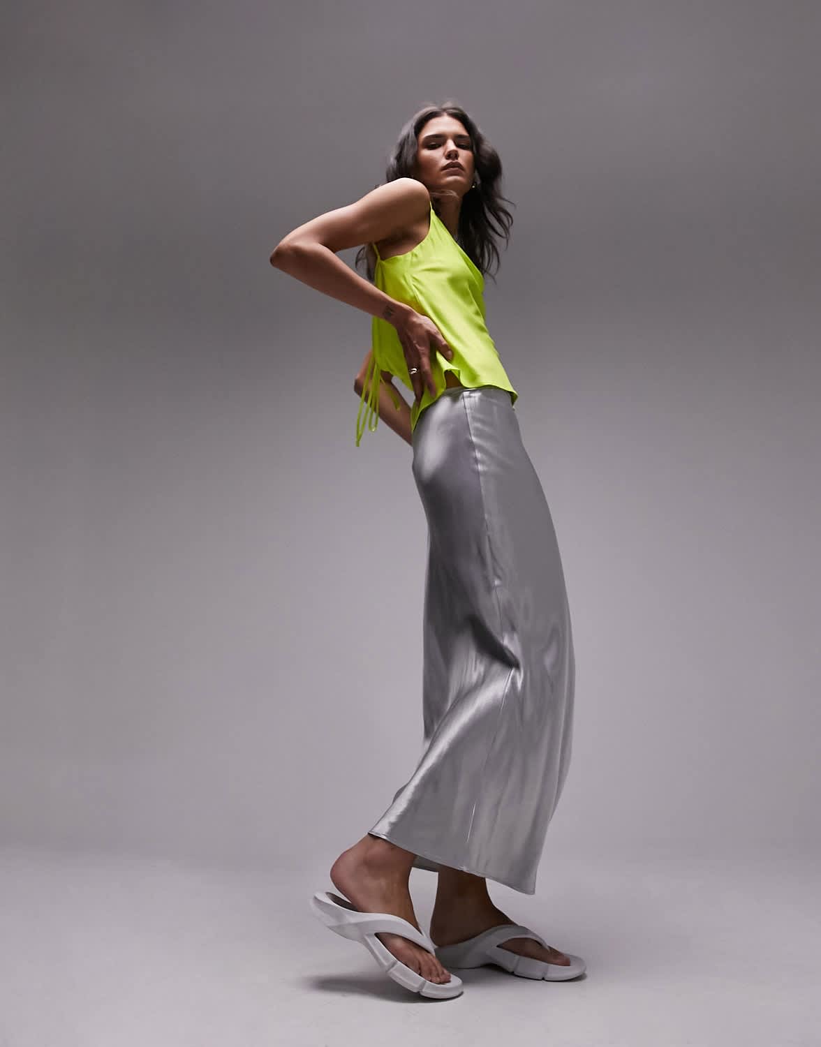 Topshop cowl cami in yellow