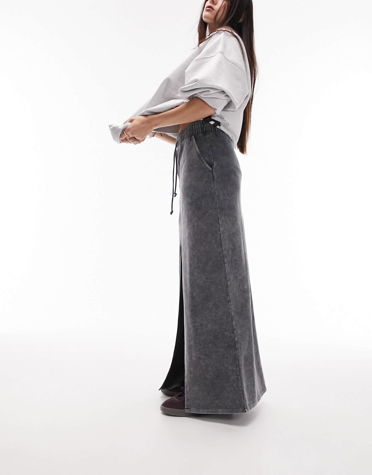 Topshop jogger maxi skirt in dark grey