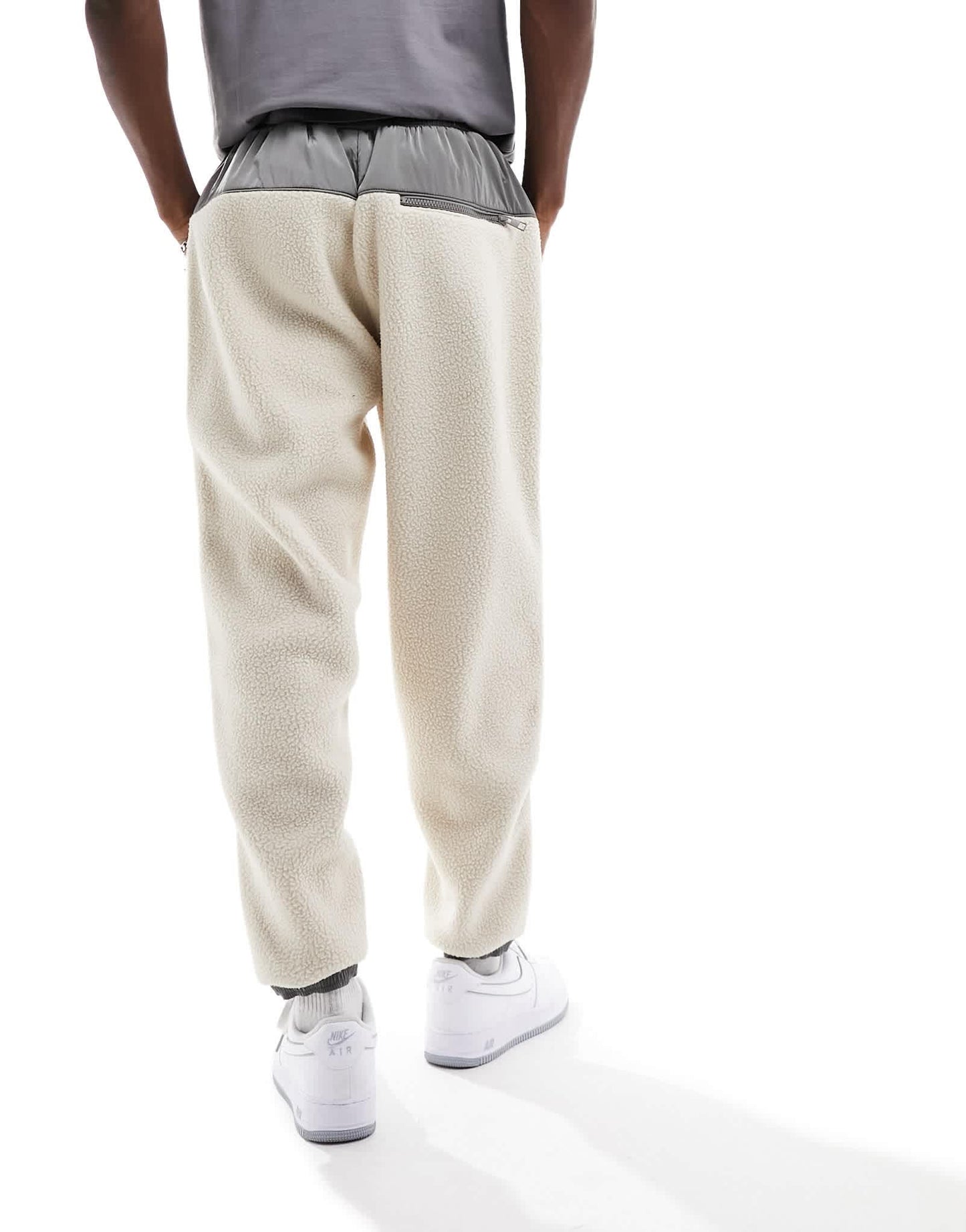 Nike Trend winter fleece joggers cream and grey