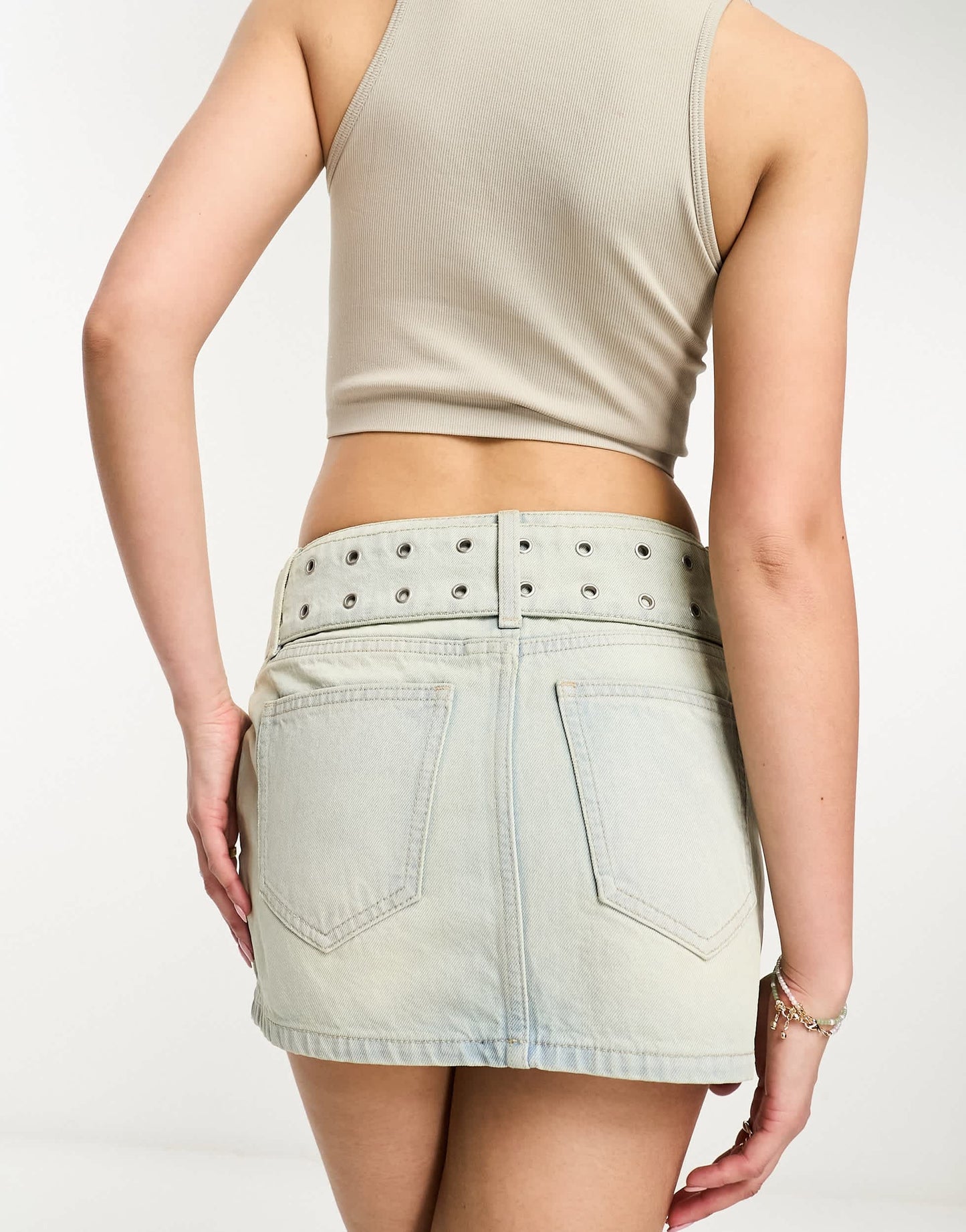 Cotton On belted cargo mini skirt in light blue