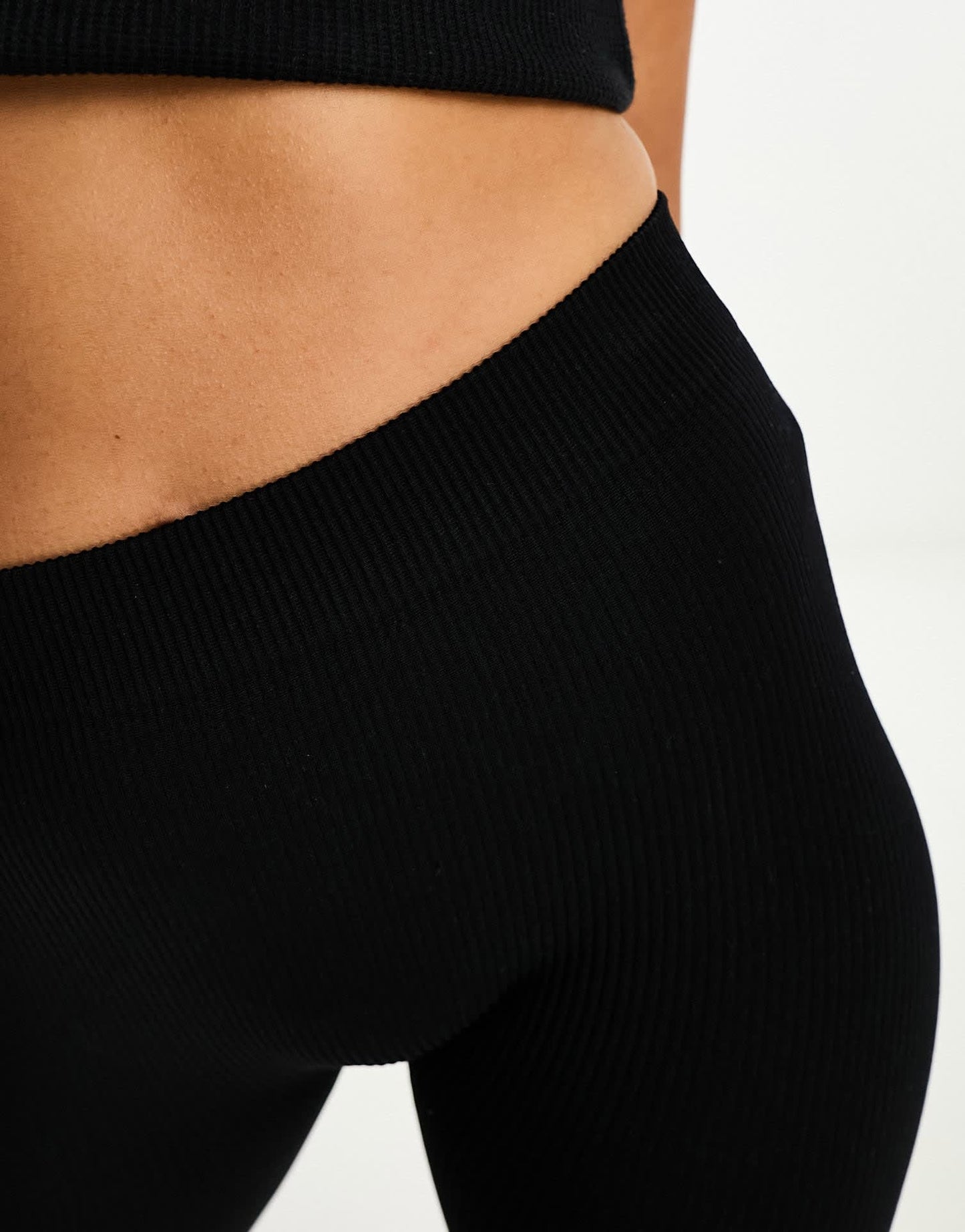 Bershka 2 pack ribbed legging shorts in black