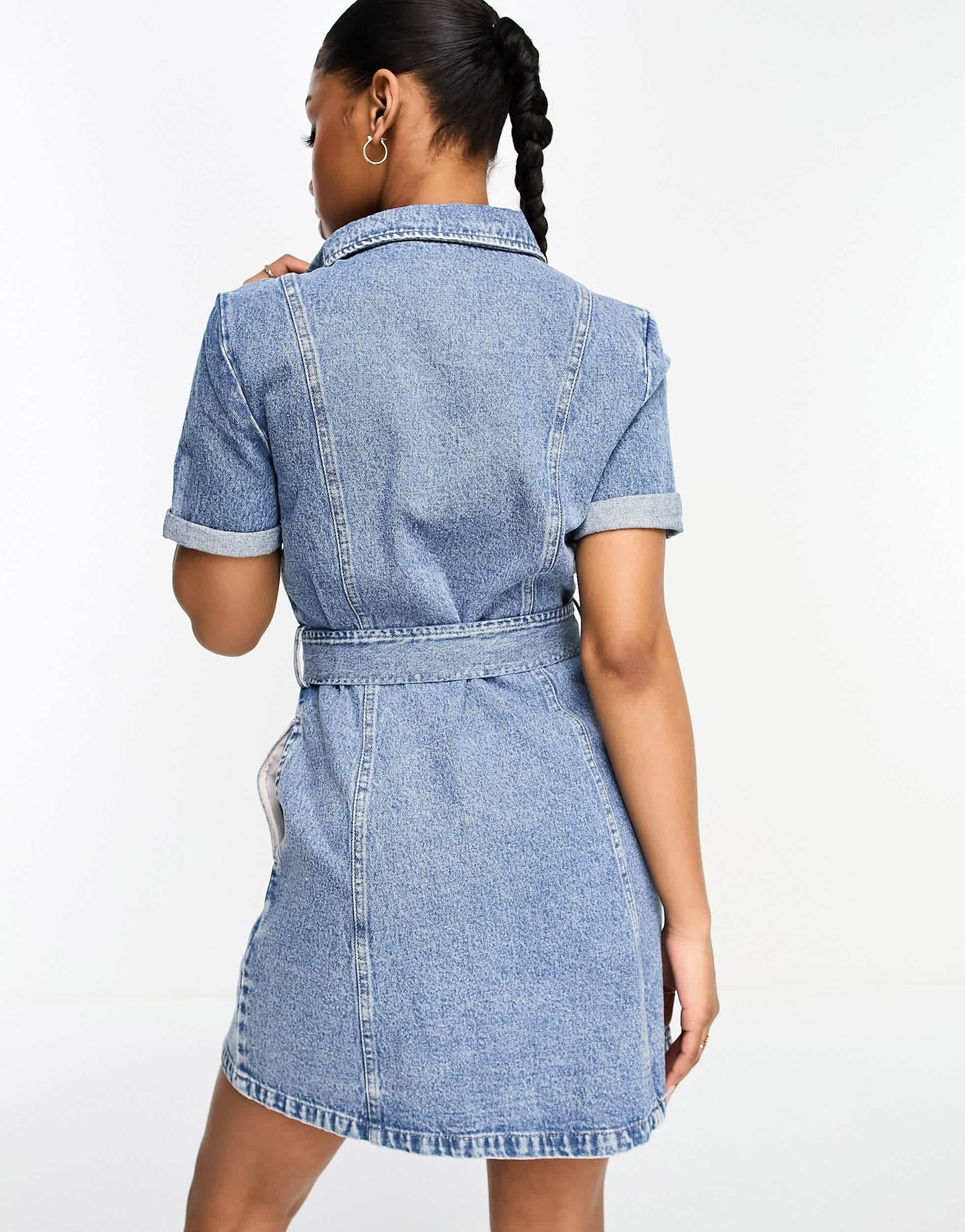 Stradivarius denim shirt dress in light blue