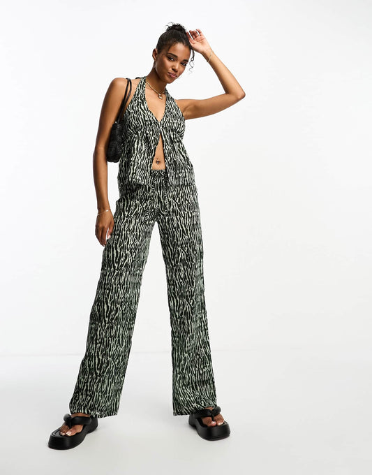 Pull&Bear trousers co ord in animal print