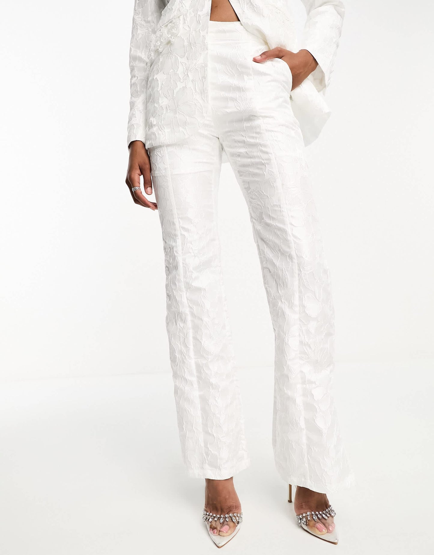 Dream Sister Jane Bridal floral jacquard trouser suit co-ord in ivory