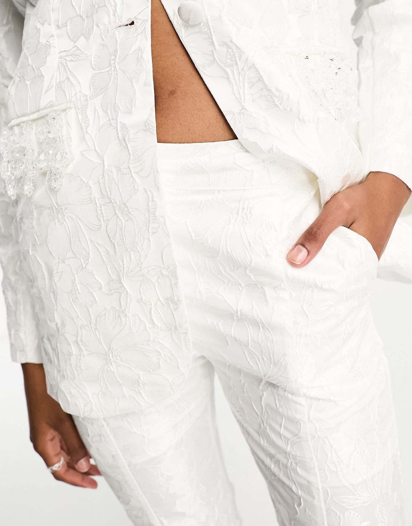Dream Sister Jane Bridal floral jacquard trouser suit co-ord in ivory