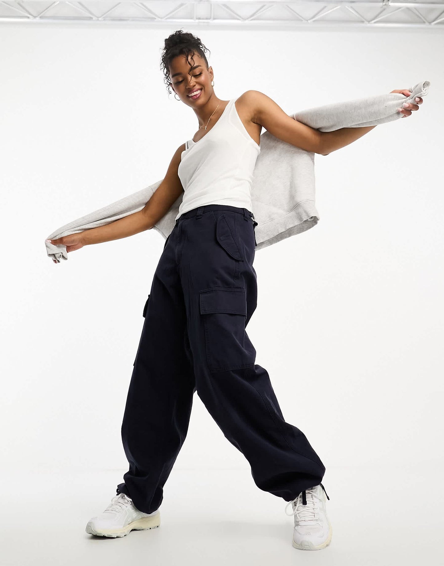 Pull&Bear layered vest with asymmetric strap detail in white