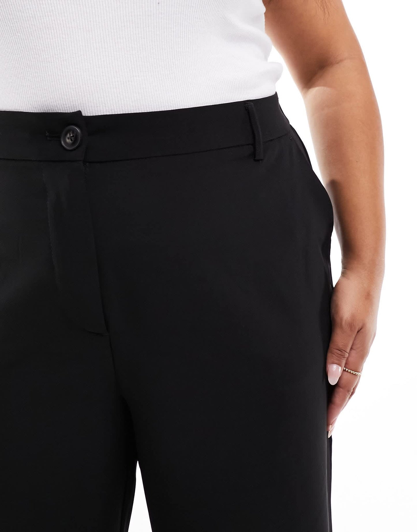 Pieces Curve wide leg tie detail trousers in black