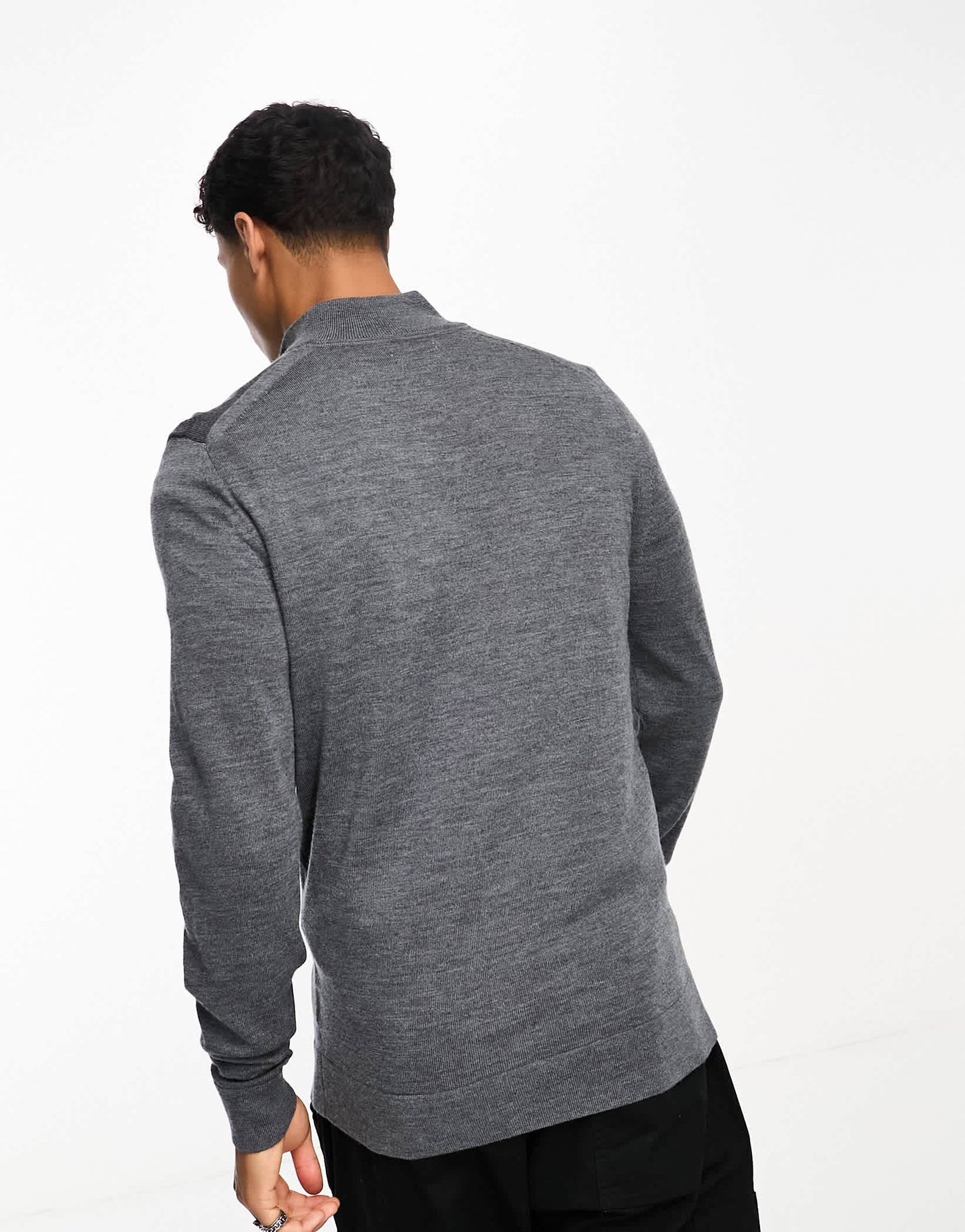 Calvin Klein merino 1/4 zip jumper in grey