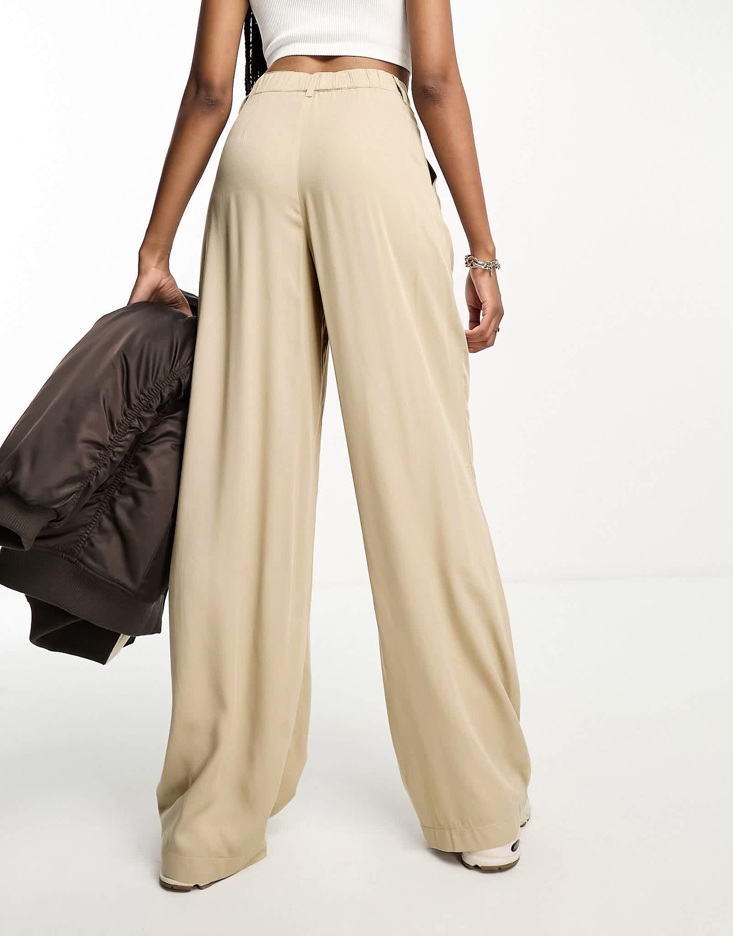 ASOS DESIGN Tall wide leg dad trousers in taupe