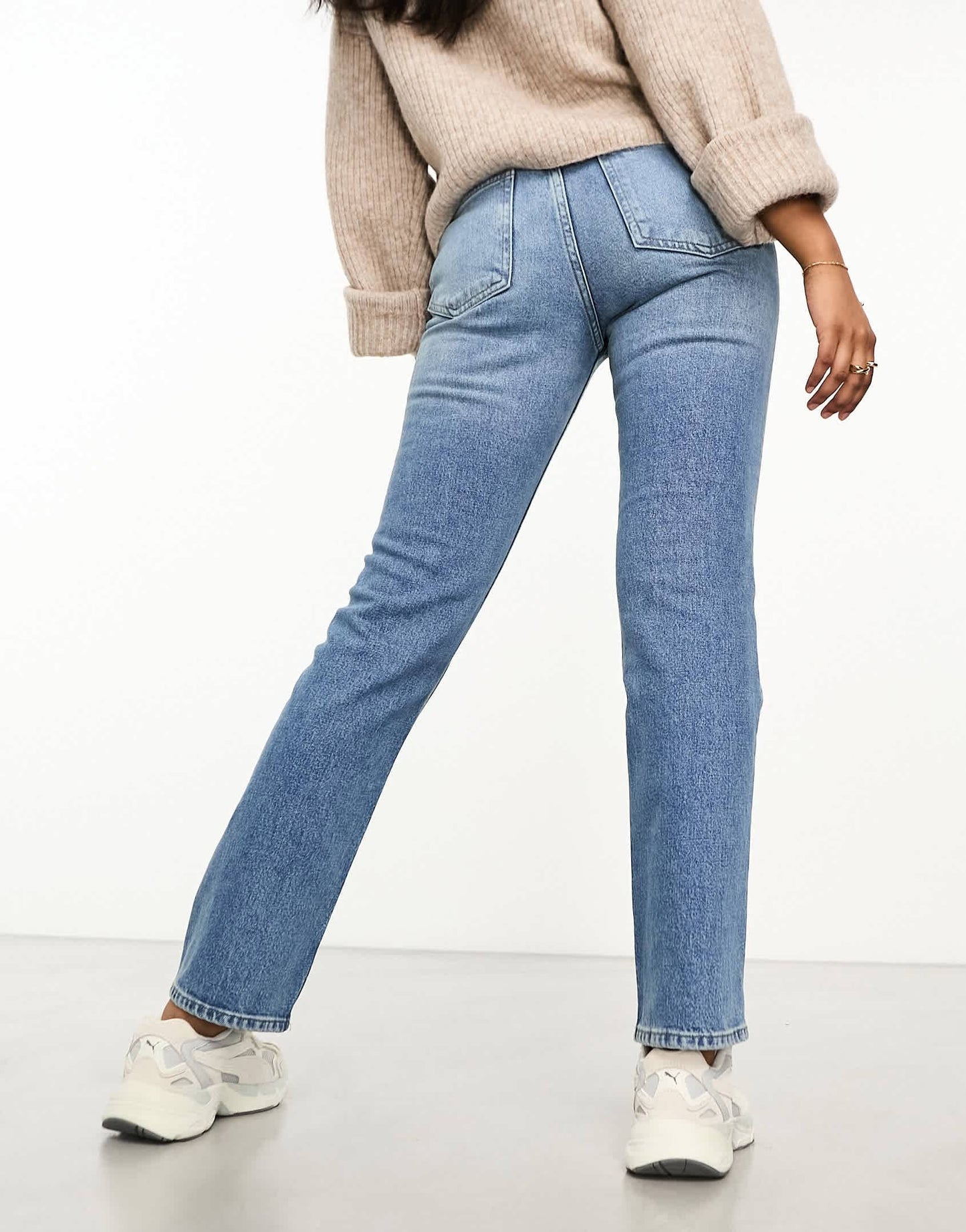 ASOS DESIGN slim straight jean in mid blue