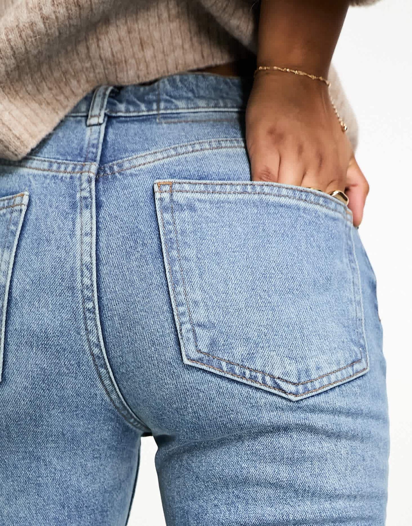 ASOS DESIGN slim straight jean in mid blue