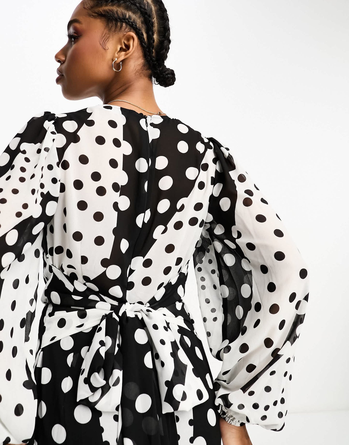 In The Style exclusive volume sleeve wrap maxi dress in mixed spot print