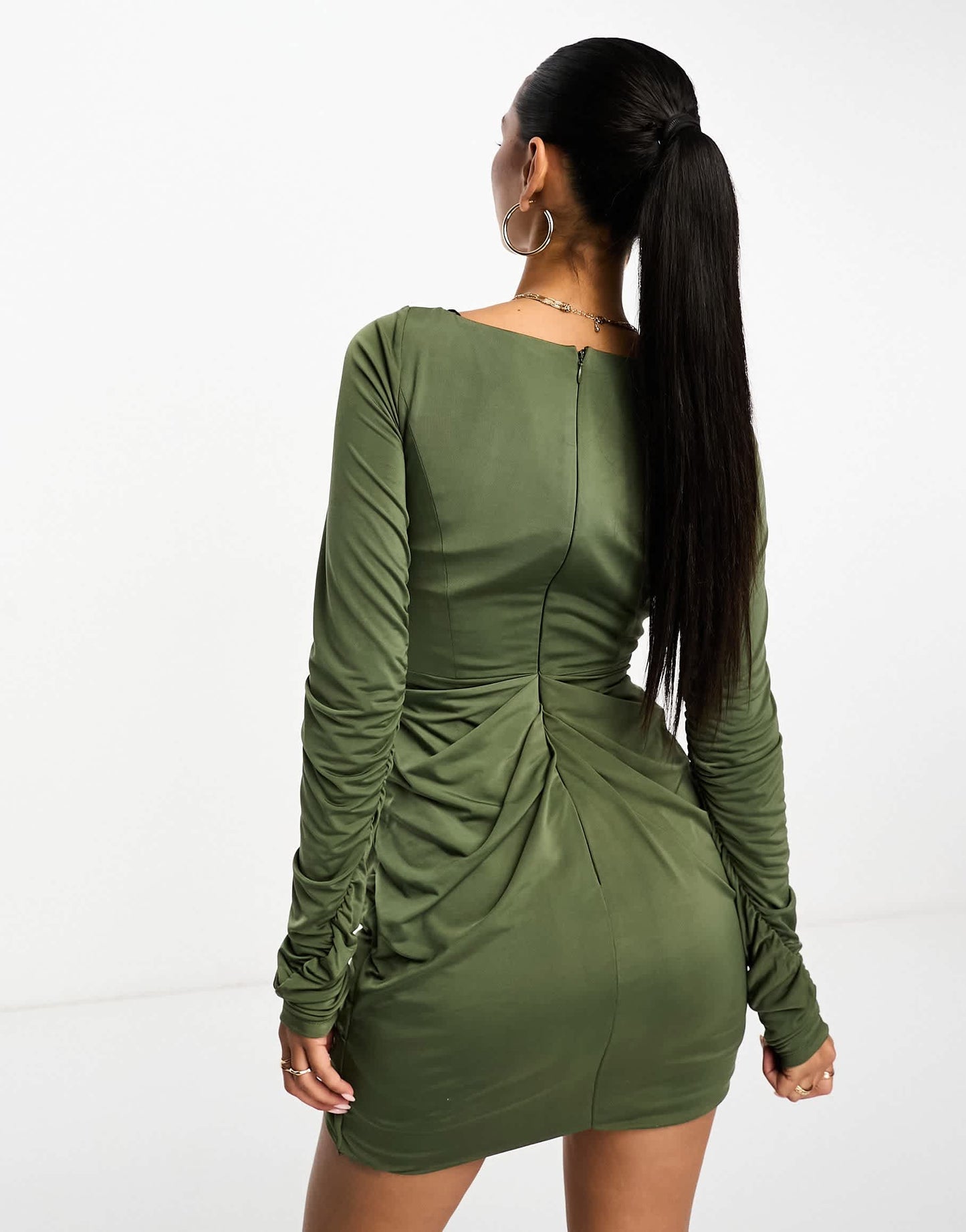 ASOS DESIGN draped corset slinky detail mini dress in green