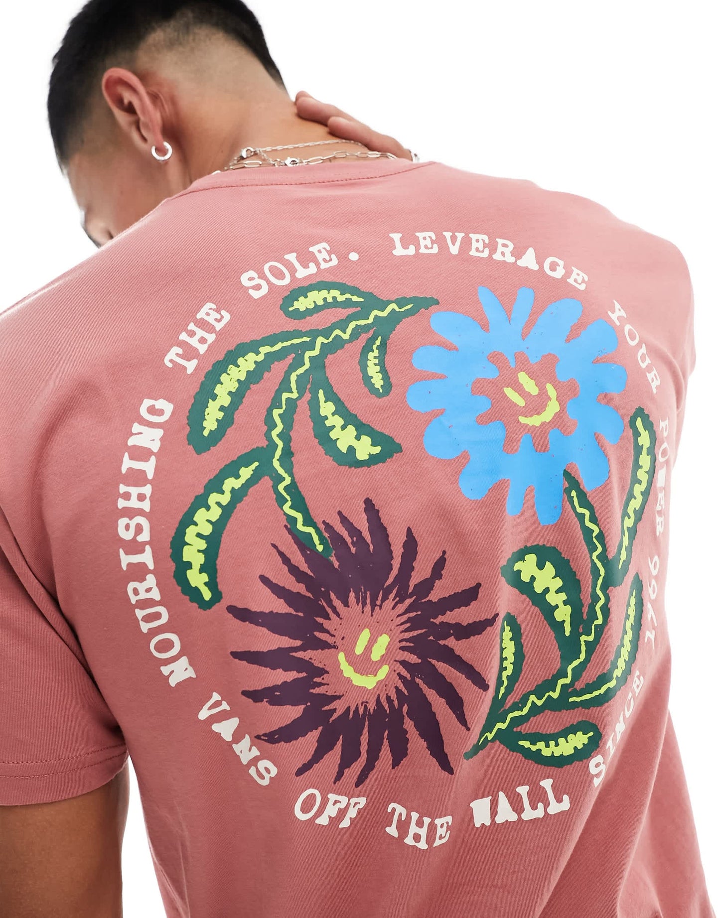 Vans t-shirt with back graphic in pink