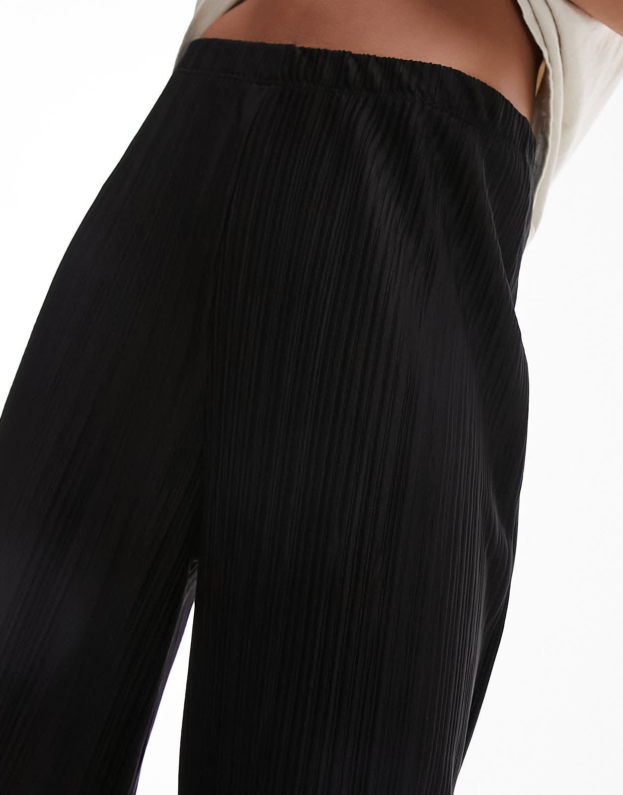 Topshop plisse wide leg tousers in black