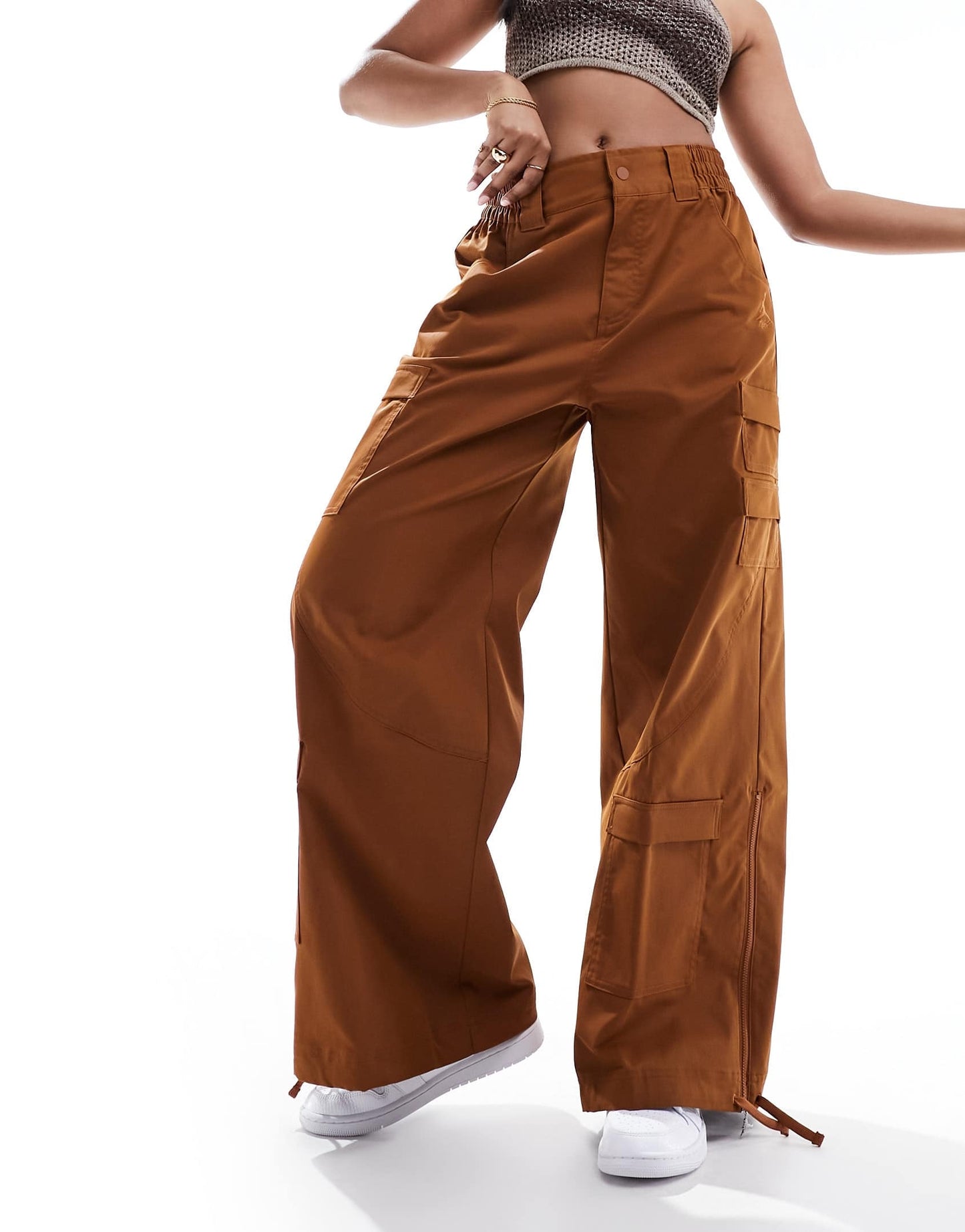 Jordan high waist chicago cargo trousers in brown