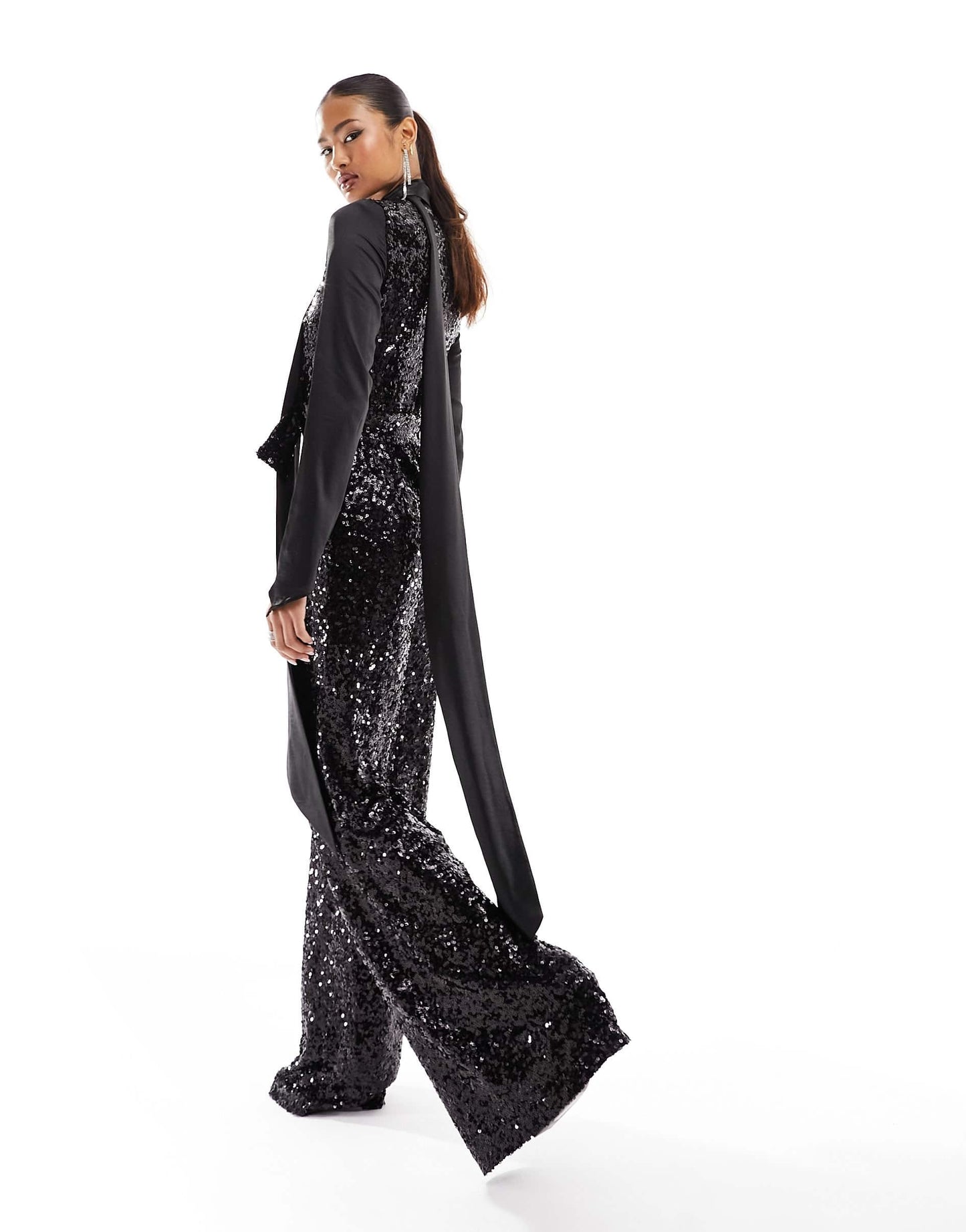 Daska sequin jumpsuit with wide legs in black
