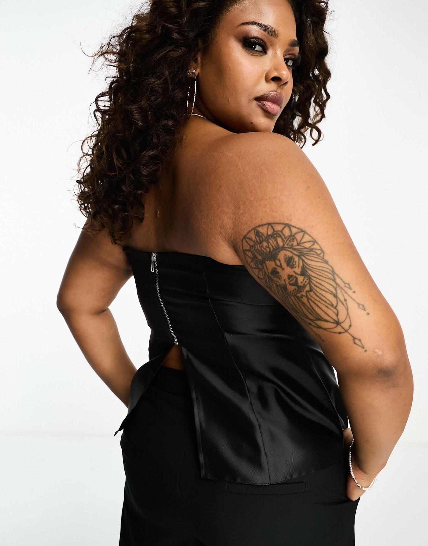 ASOS DESIGN Curve longline corset with diamante trim in black