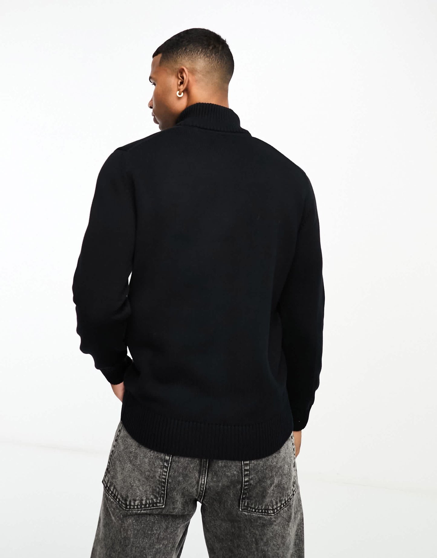 GANT icon logo casual cotton knit half zip jumper in black