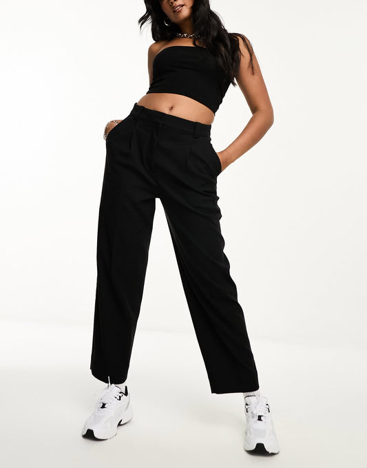 & Other Stories slim leg tailored trousers in black