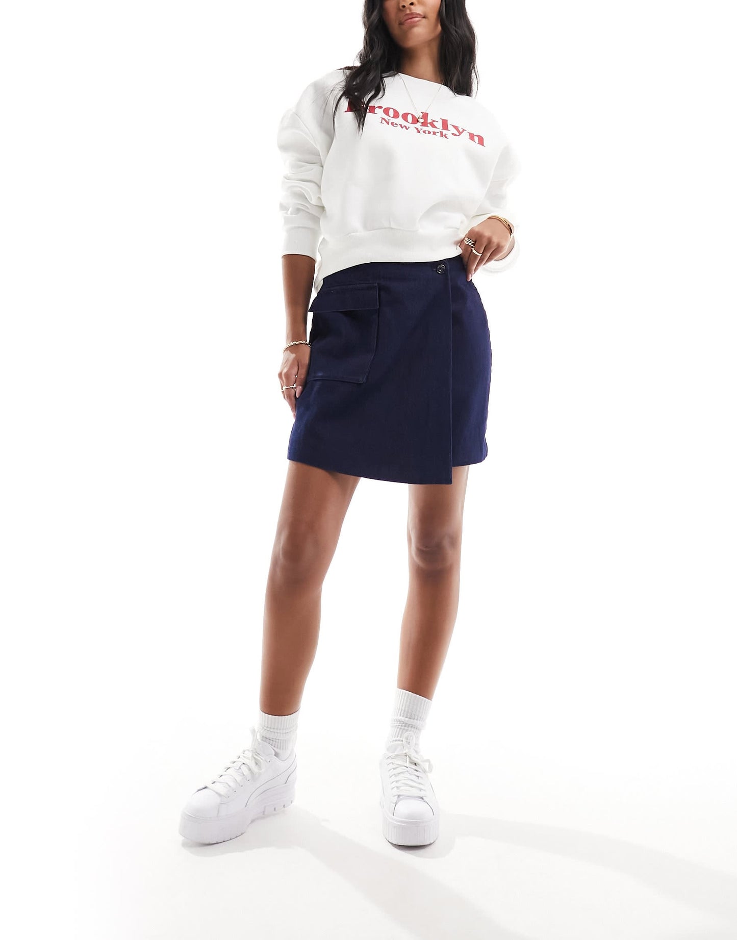Whistles mini skirt with side pocket in navy