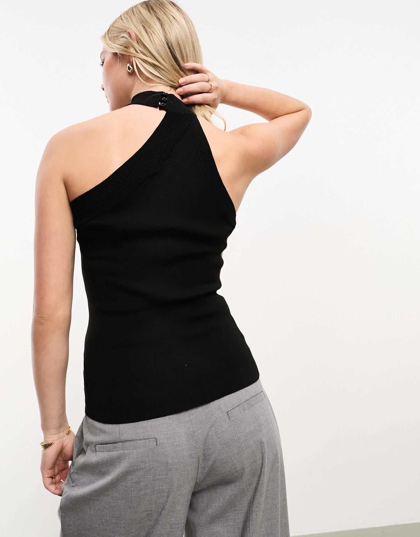 Pretty Lavish cut-out knit top in black