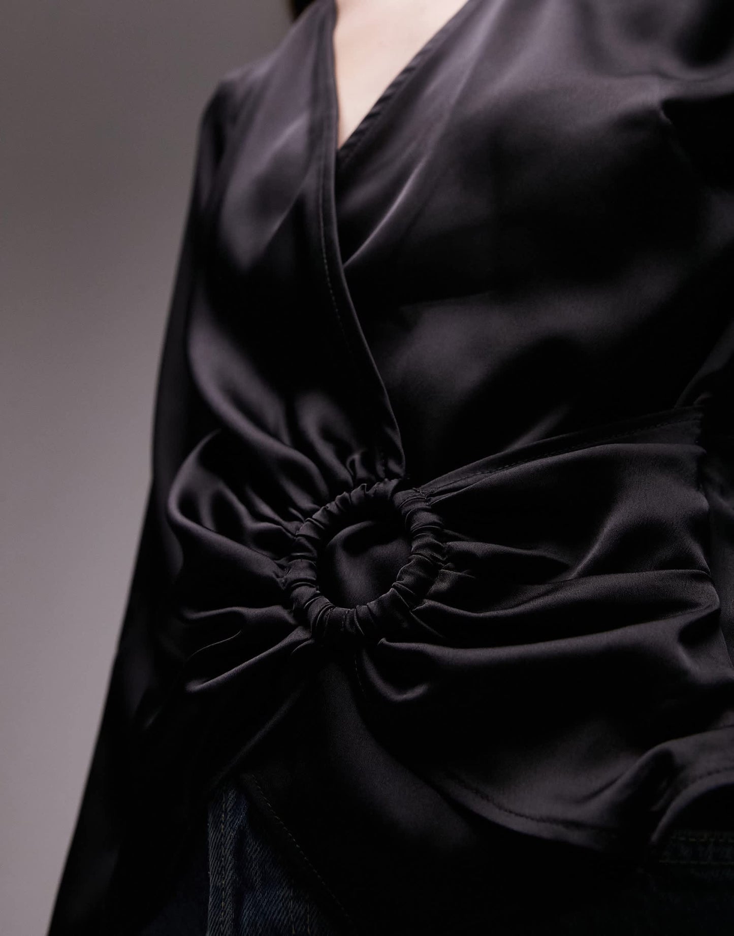 Topshop ring detail top in black