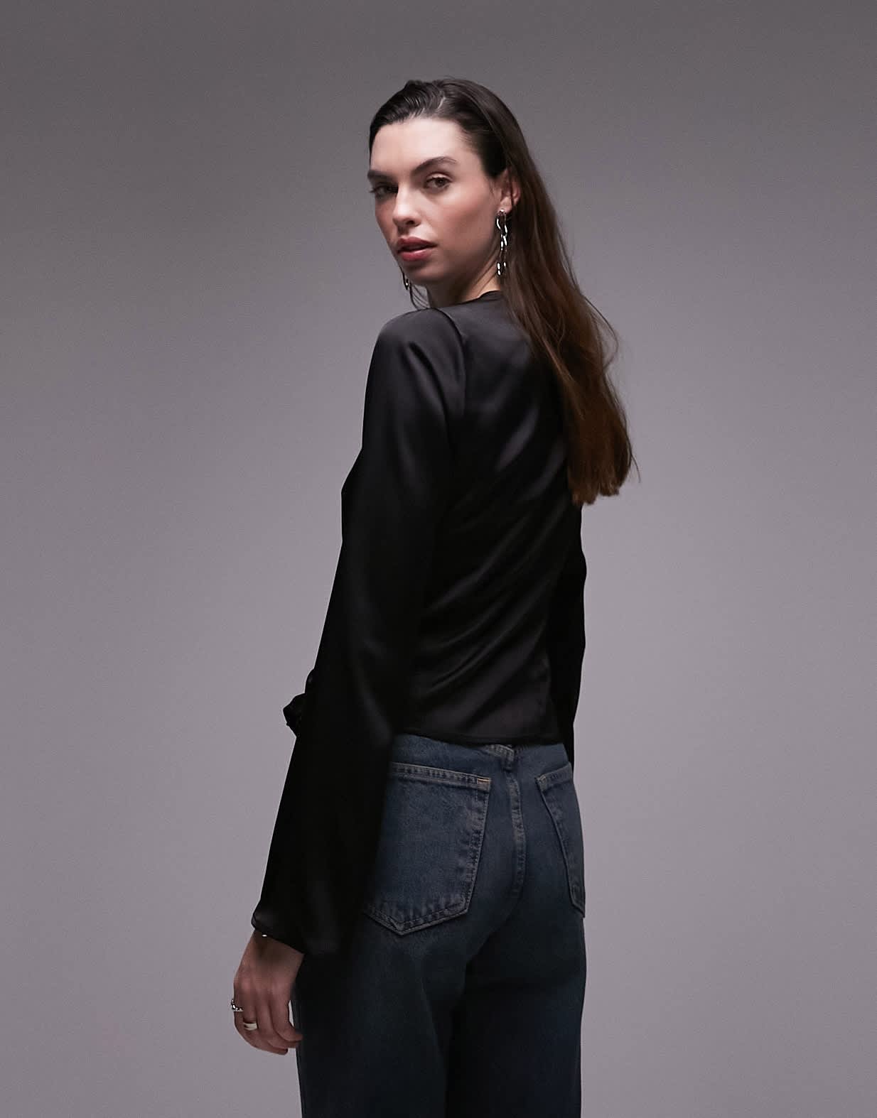 Topshop ring detail top in black