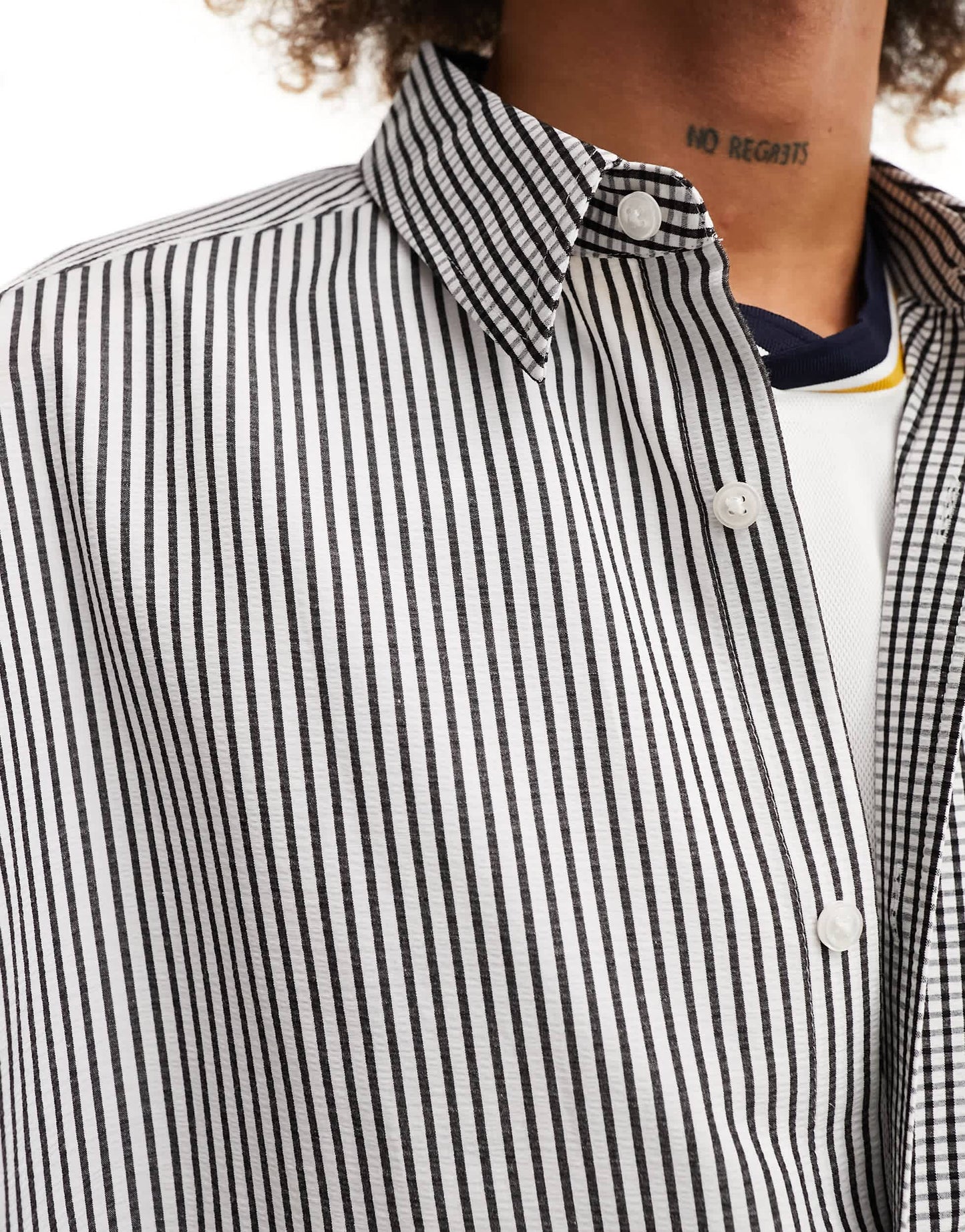 COLLUSION spliced pattern long sleeve shirt
