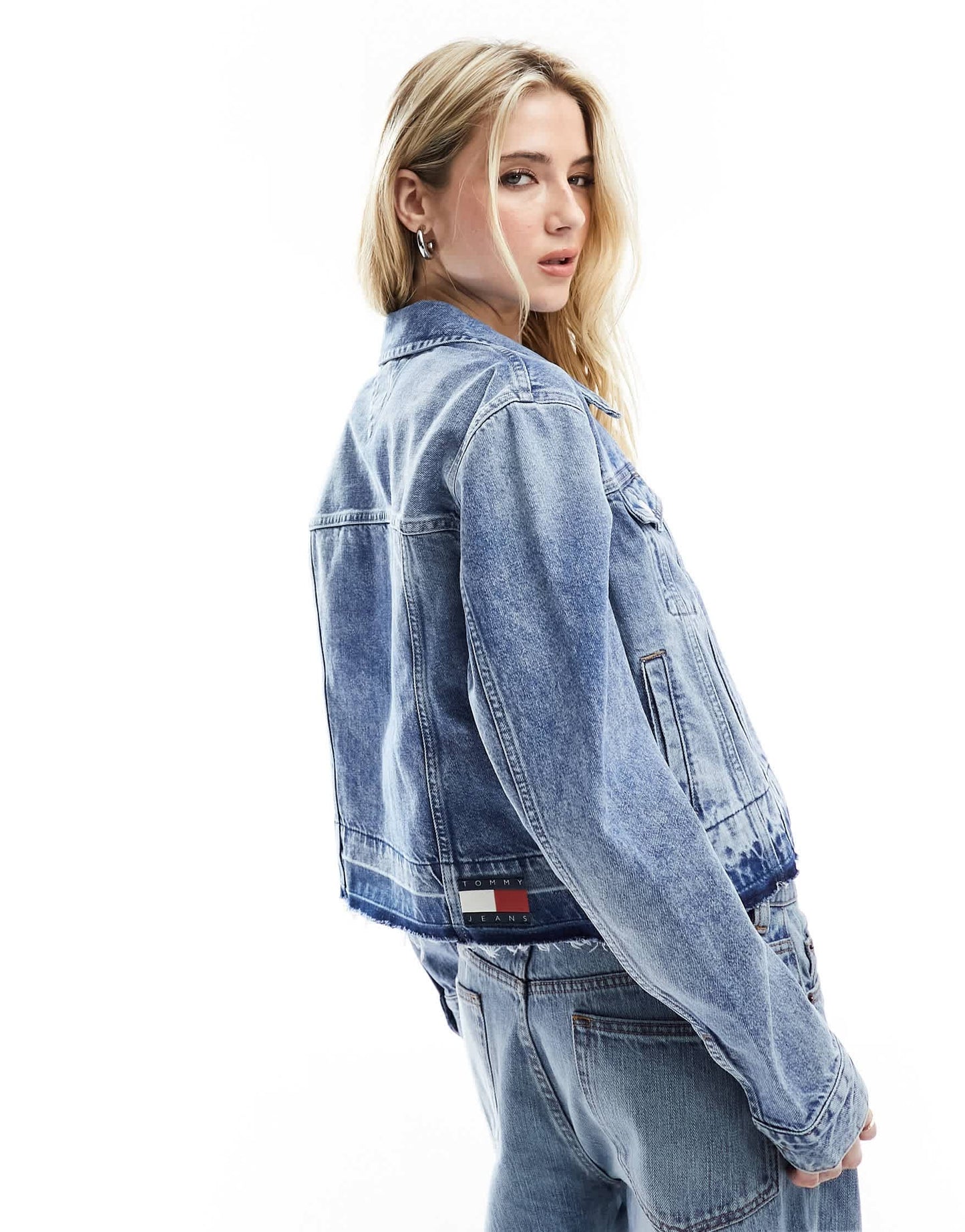 Tommy Jeans Izzie denim slim zipper jacket in mid wash