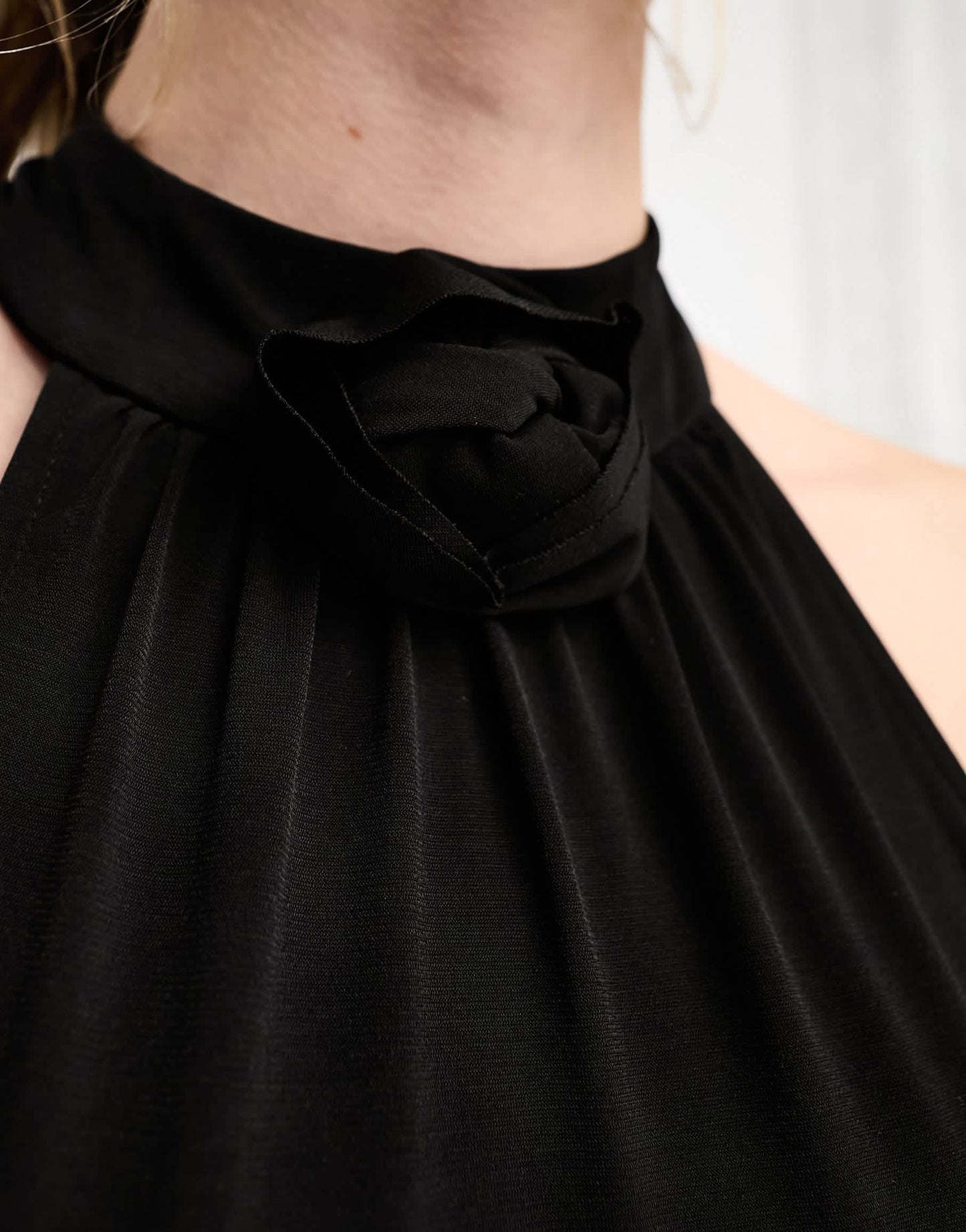 New Look corsage detail halterneck body in black