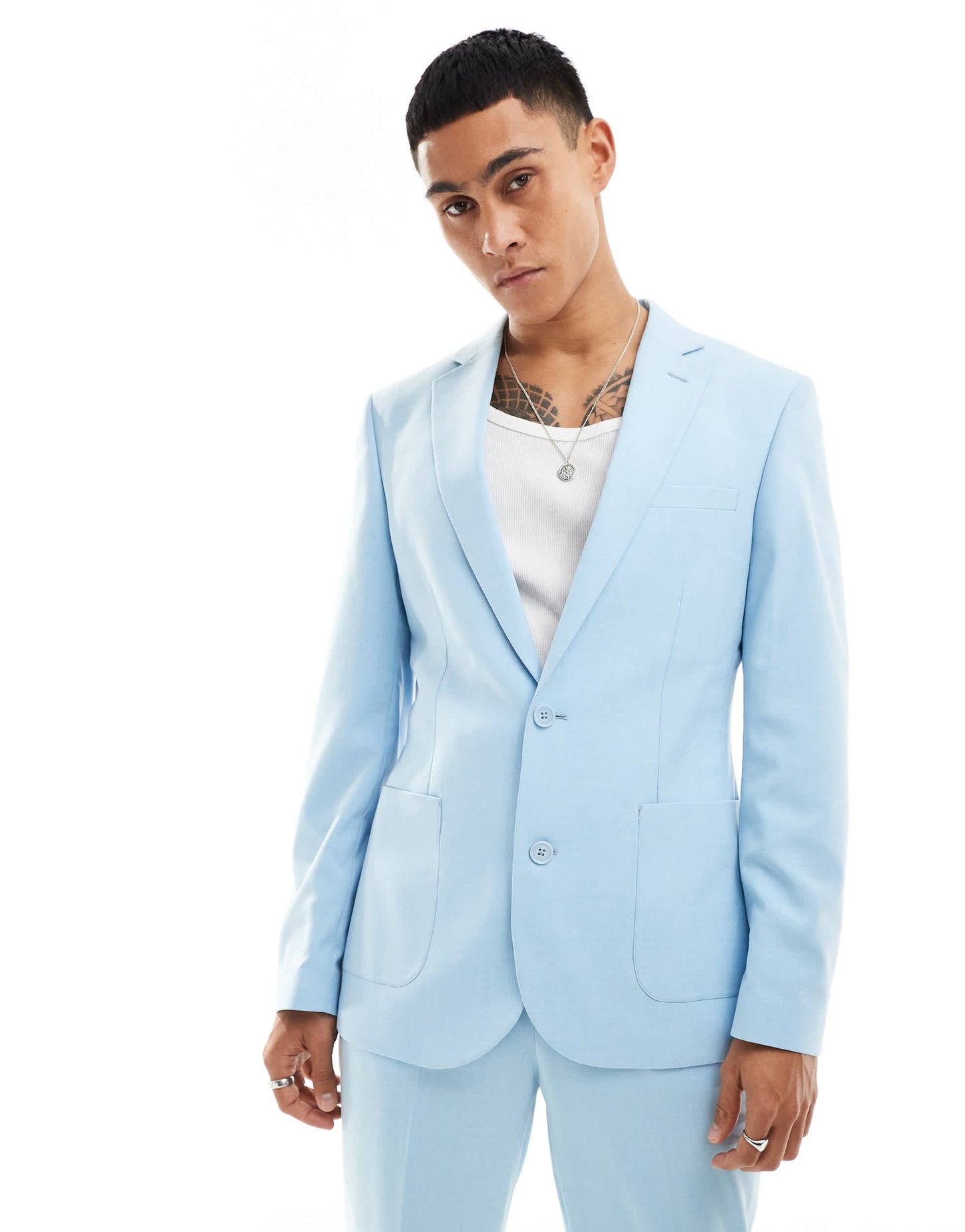 ASOS DESIGN skinny suit jacket in cornflower blue