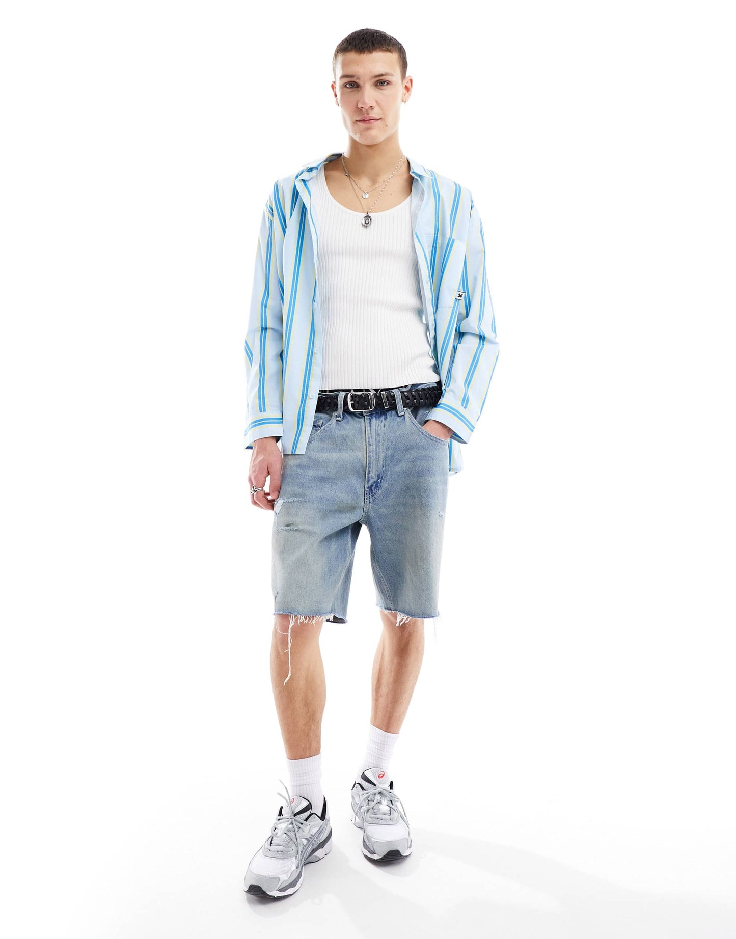 COLLUSION ribbed knitted vest in white