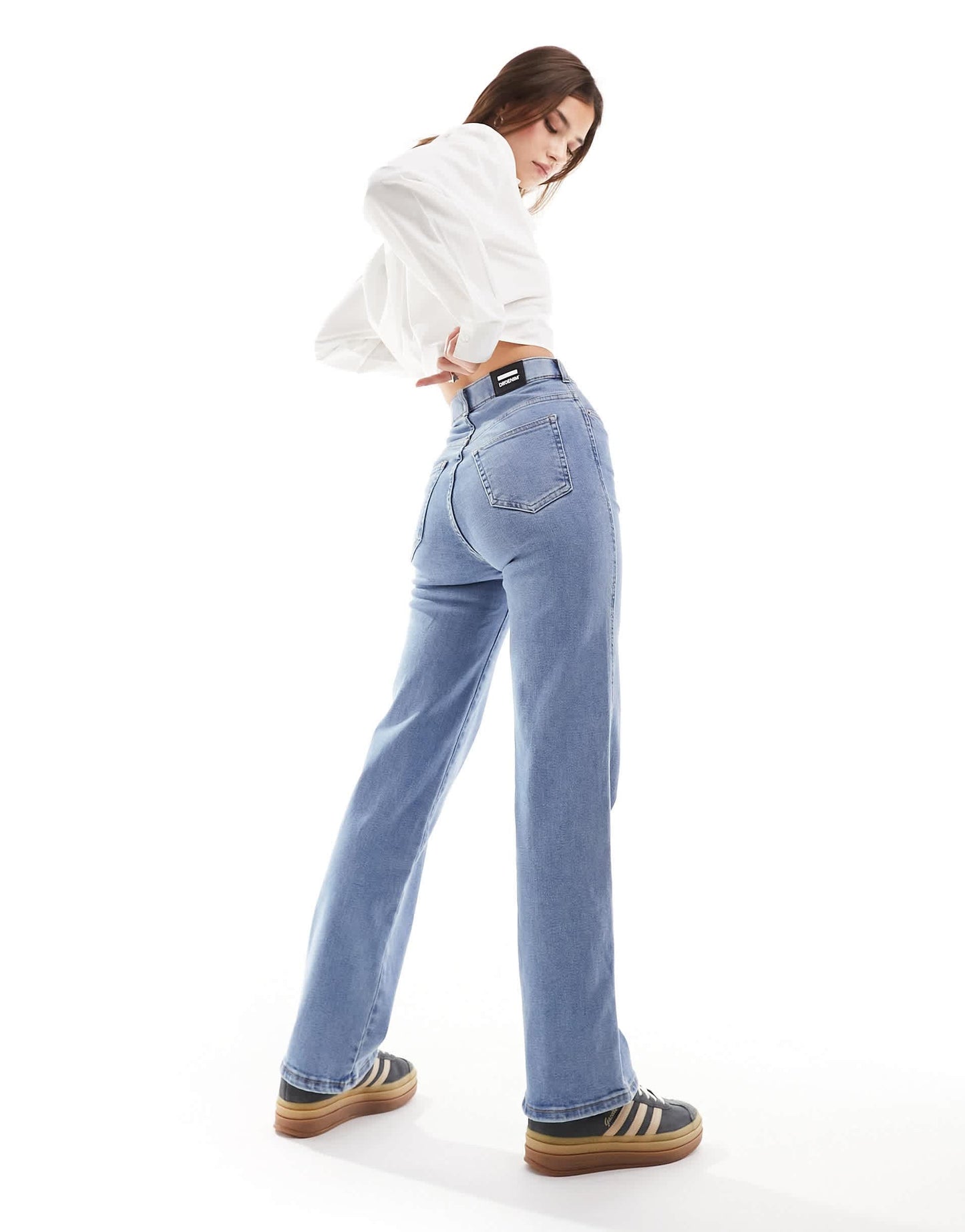 Dr Denim Moxy straight leg jeans in cape plain light blue