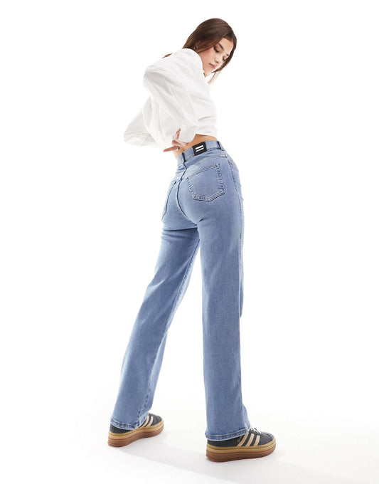 Dr Denim Moxy straight leg jeans in cape plain light blue