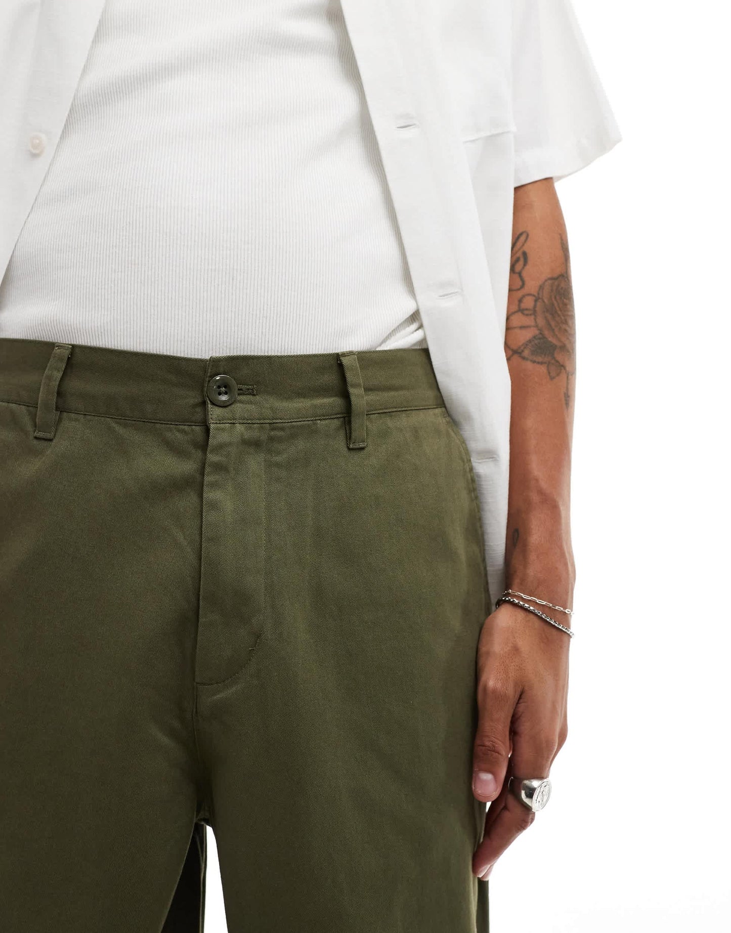 Fred Perry straight leg twill trousers in uniform green