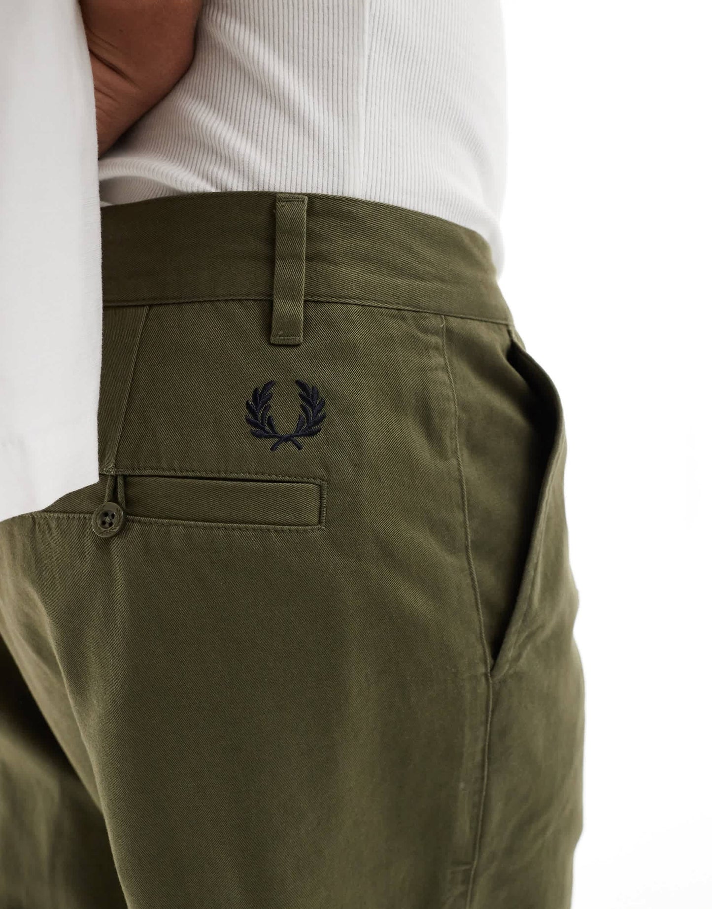 Fred Perry straight leg twill trousers in uniform green