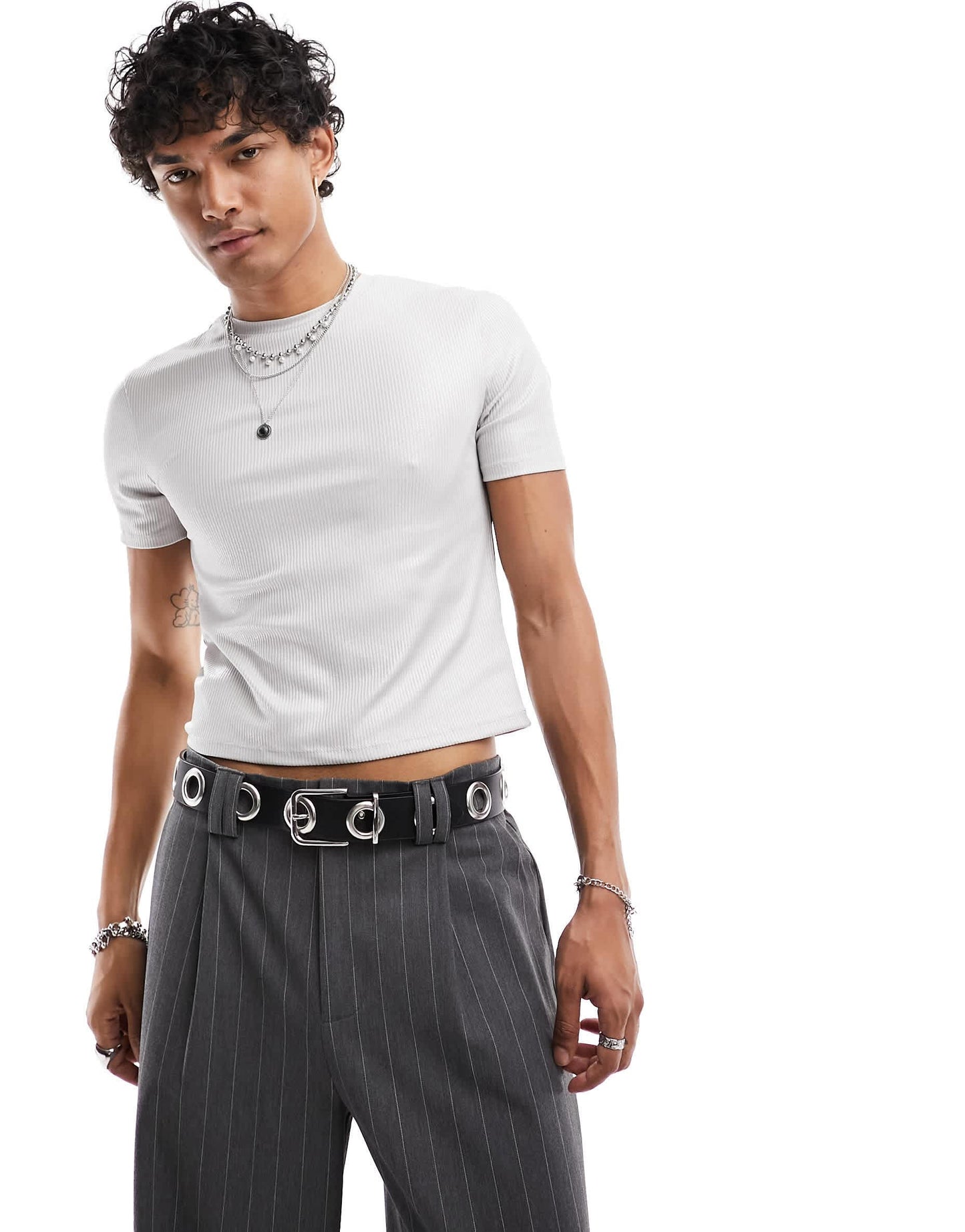 ASOS DESIGN muscle fit t-shirt in glitter rib