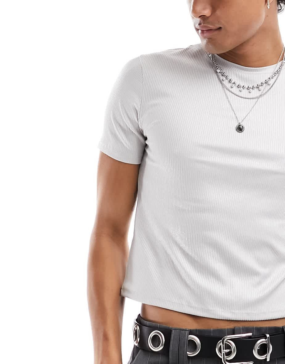 ASOS DESIGN muscle fit t-shirt in glitter rib