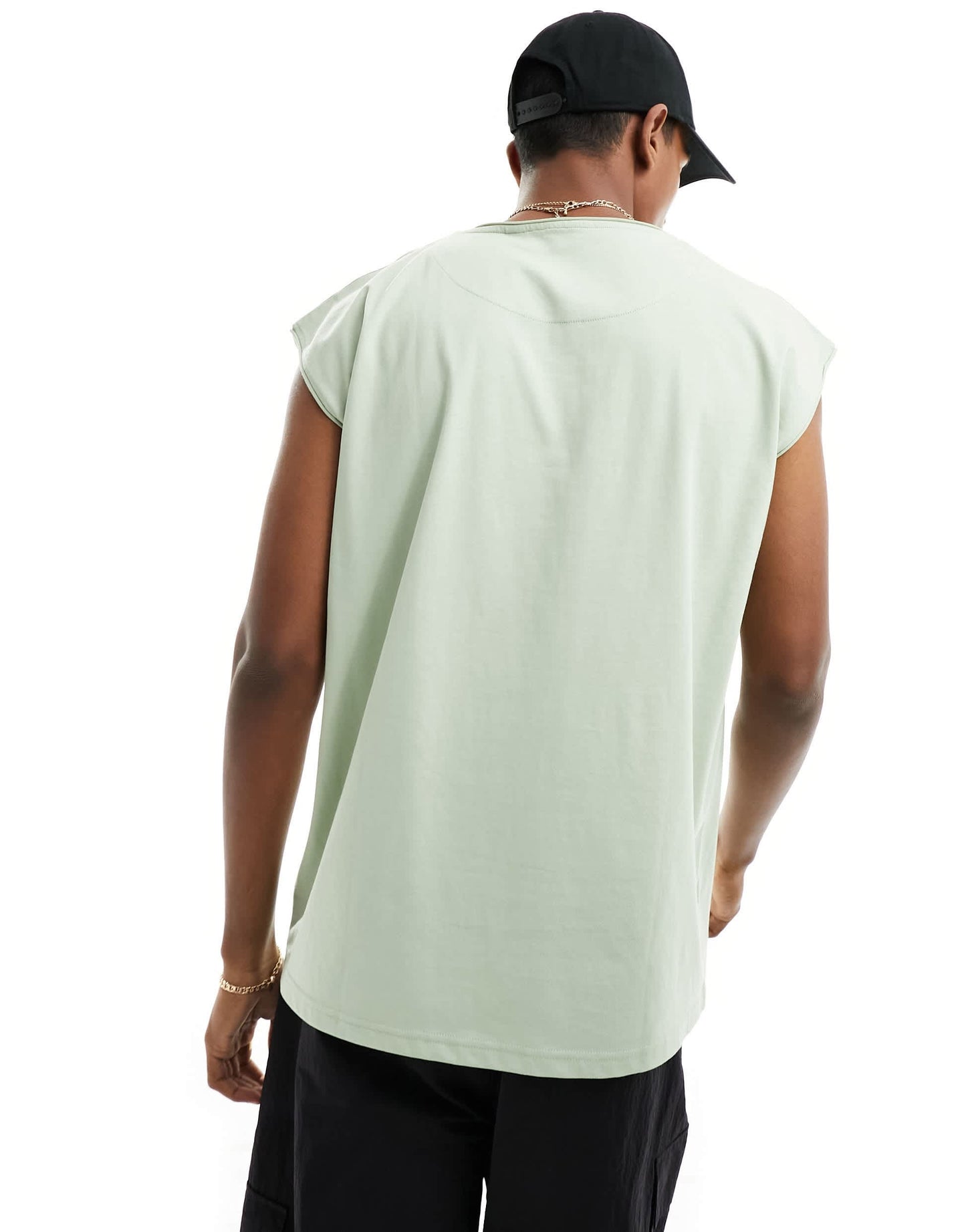 Brave Soul raw edge vest in sage green
