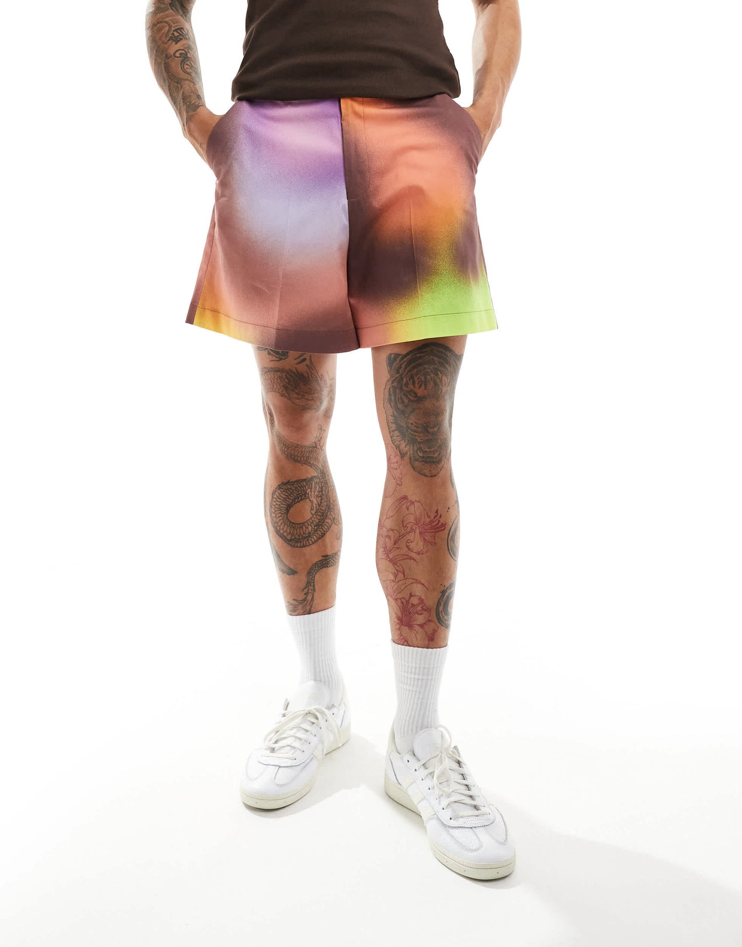 ASOS DESIGN smart cropped shorts in multicolour print