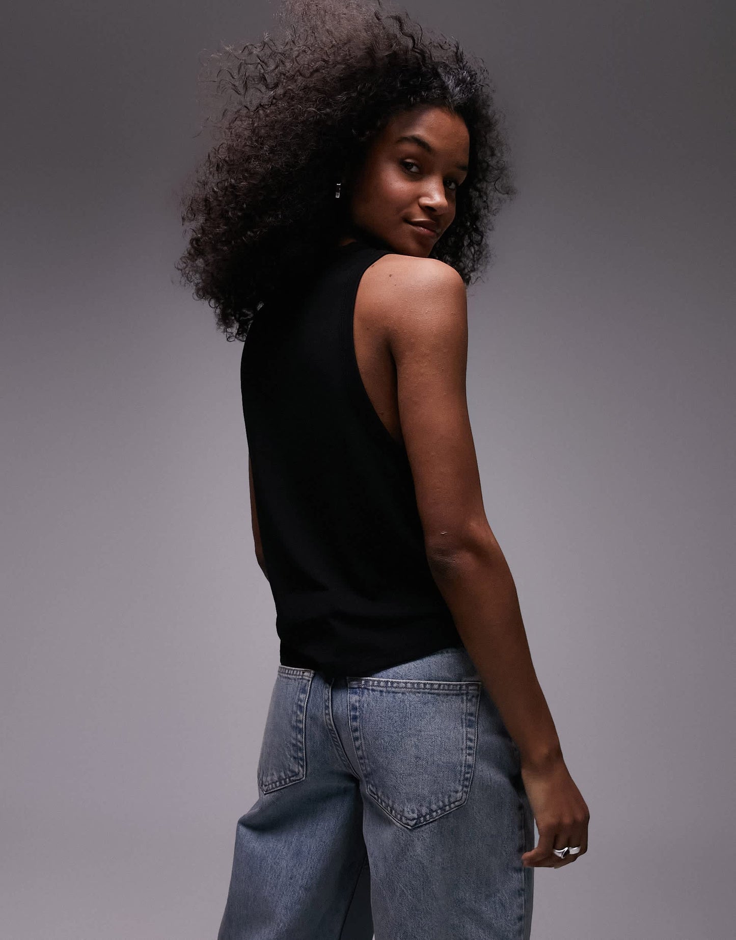 Topshop soft loose tank top in black