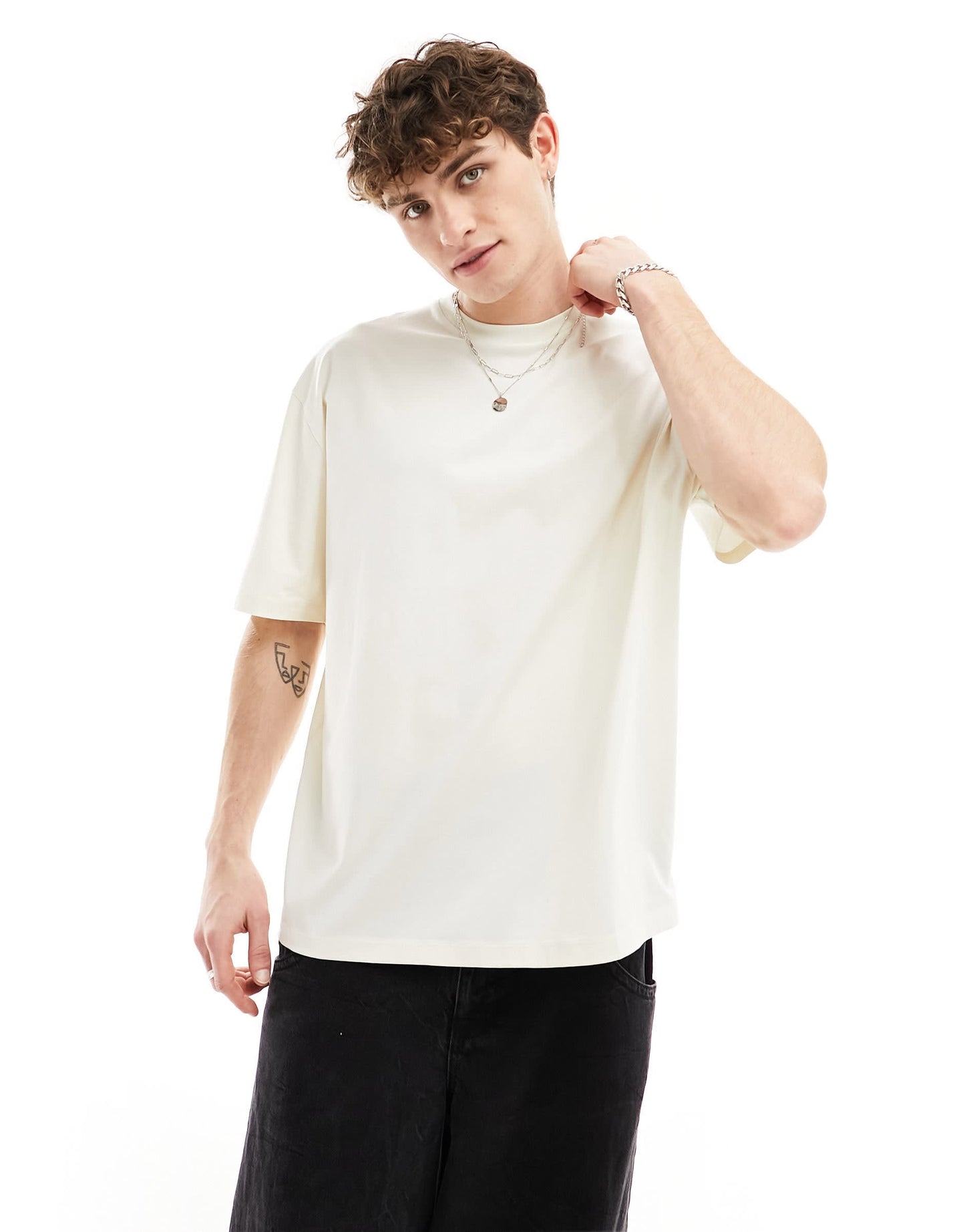 ASOS DESIGN oversized t-shirt in off white with back skate print