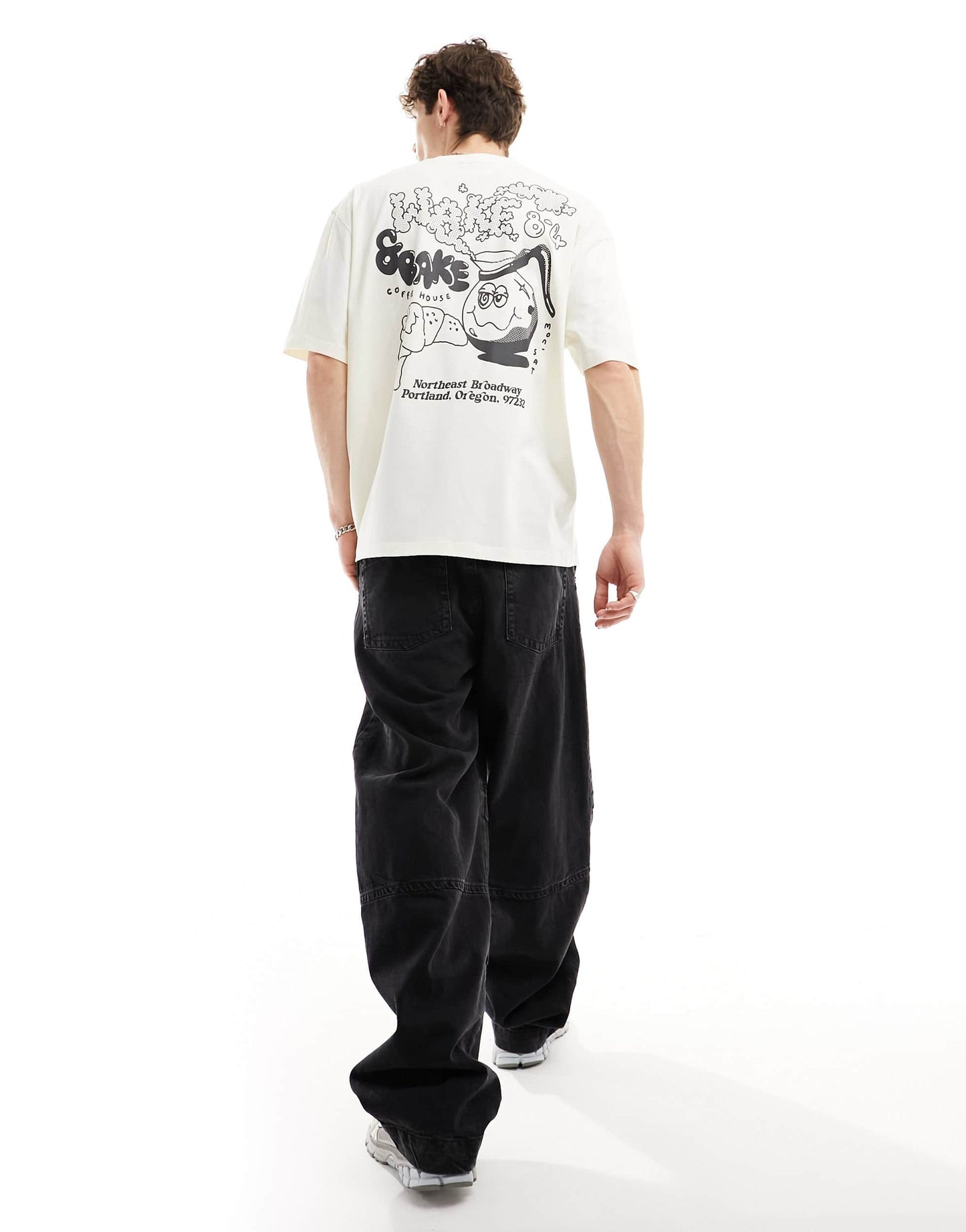 ASOS DESIGN oversized t-shirt in off white with back skate print