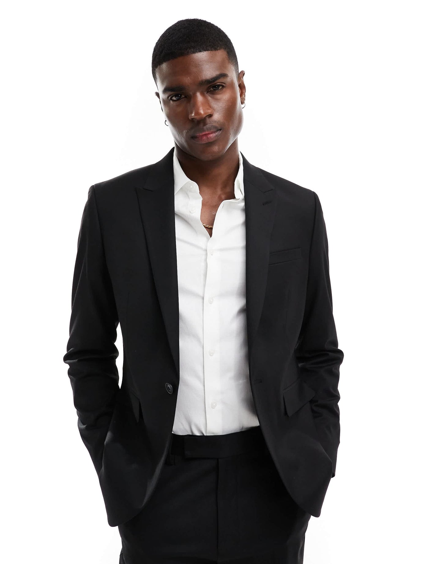 ASOS DESIGN regular fit suit jacket with wool in black