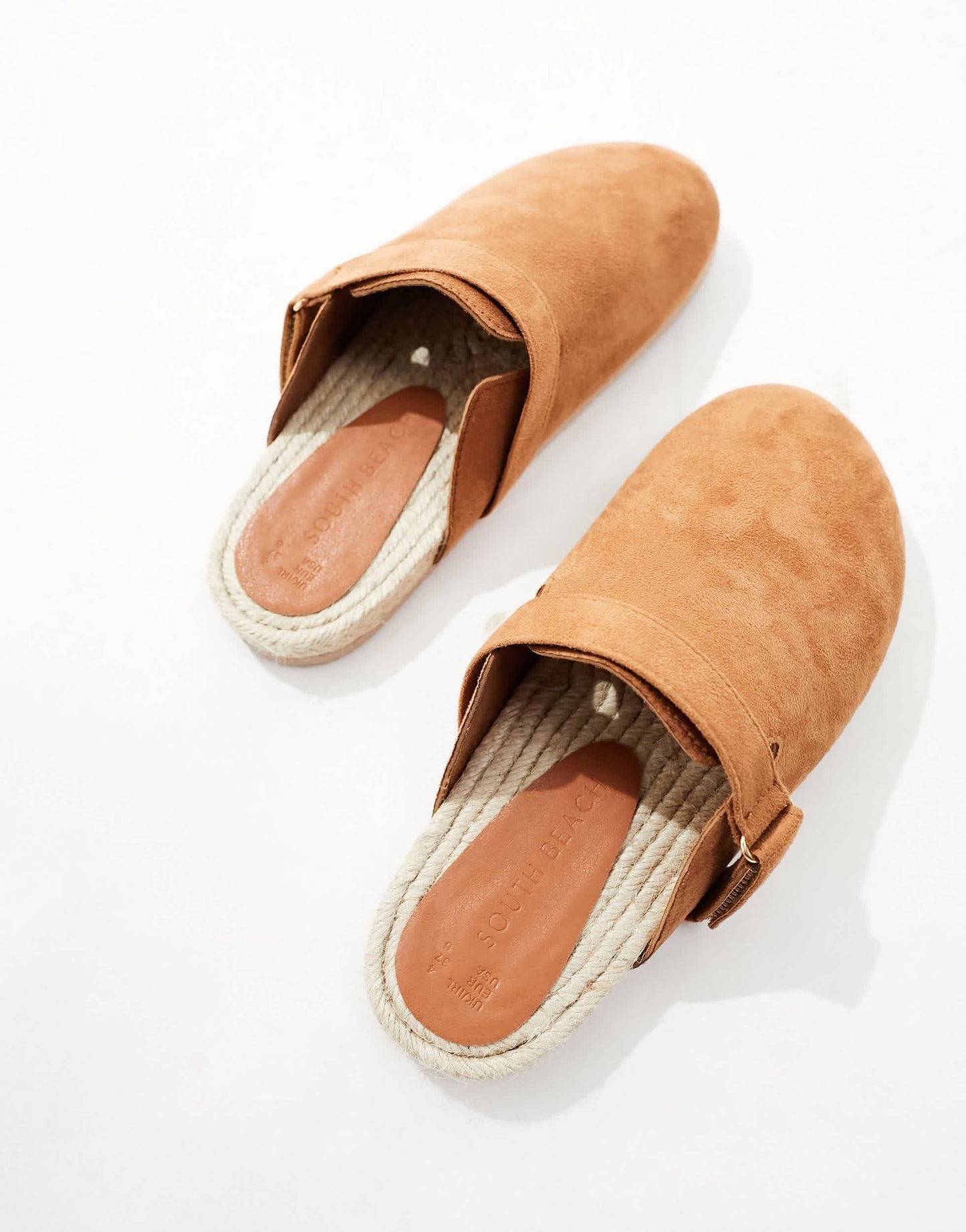 South Beach espadrille clogs tan