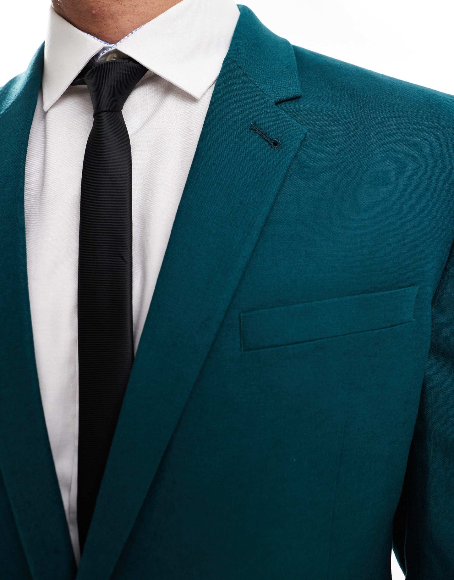 ASOS DESIGN slim with linen suit jacket in teal green