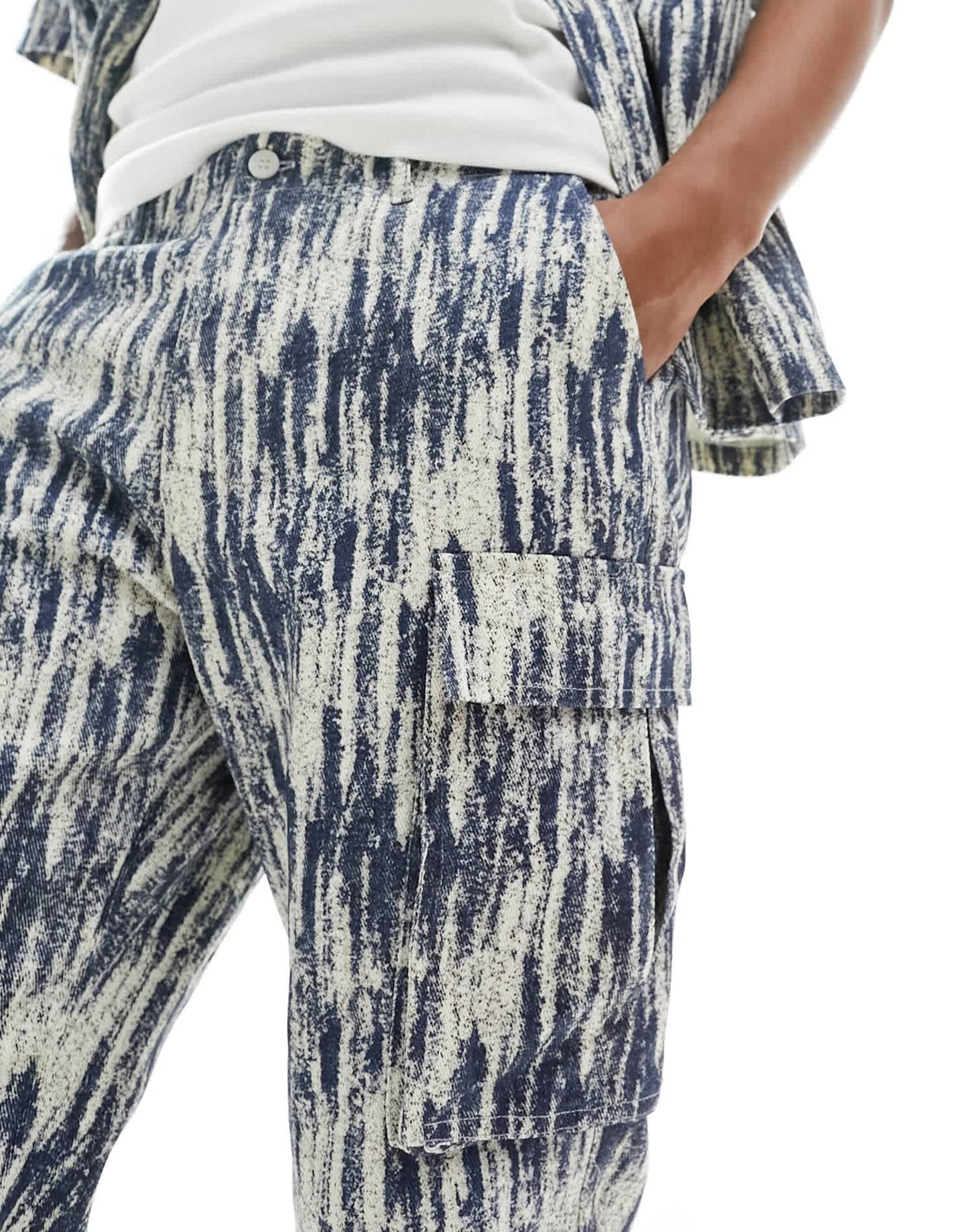 Sixth June co-ord acid wash cargo trousers in navy