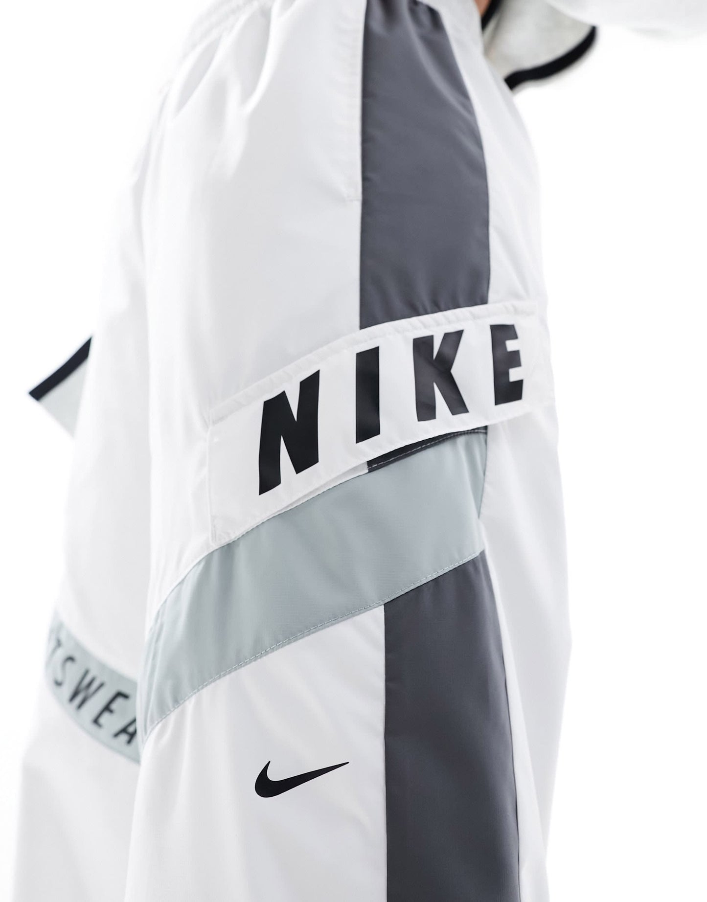 Nike Streetwear woven trackpant in white and grey