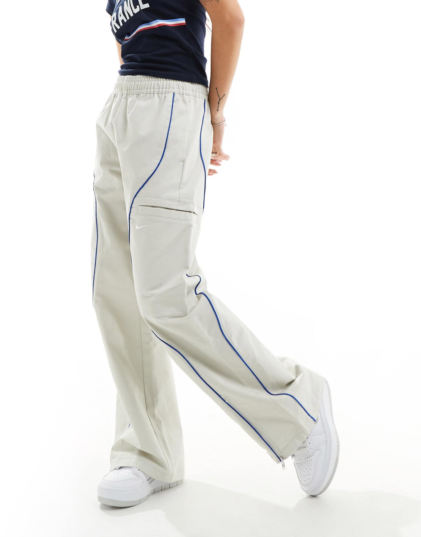 Nike woven trousers in light ivory